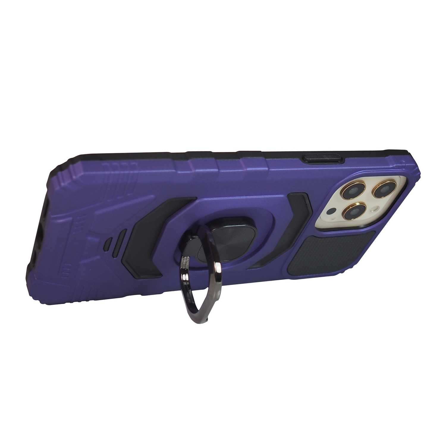 Étui d’Exian pour iPhone 13 Pro Max avec support magnétique en métal violet