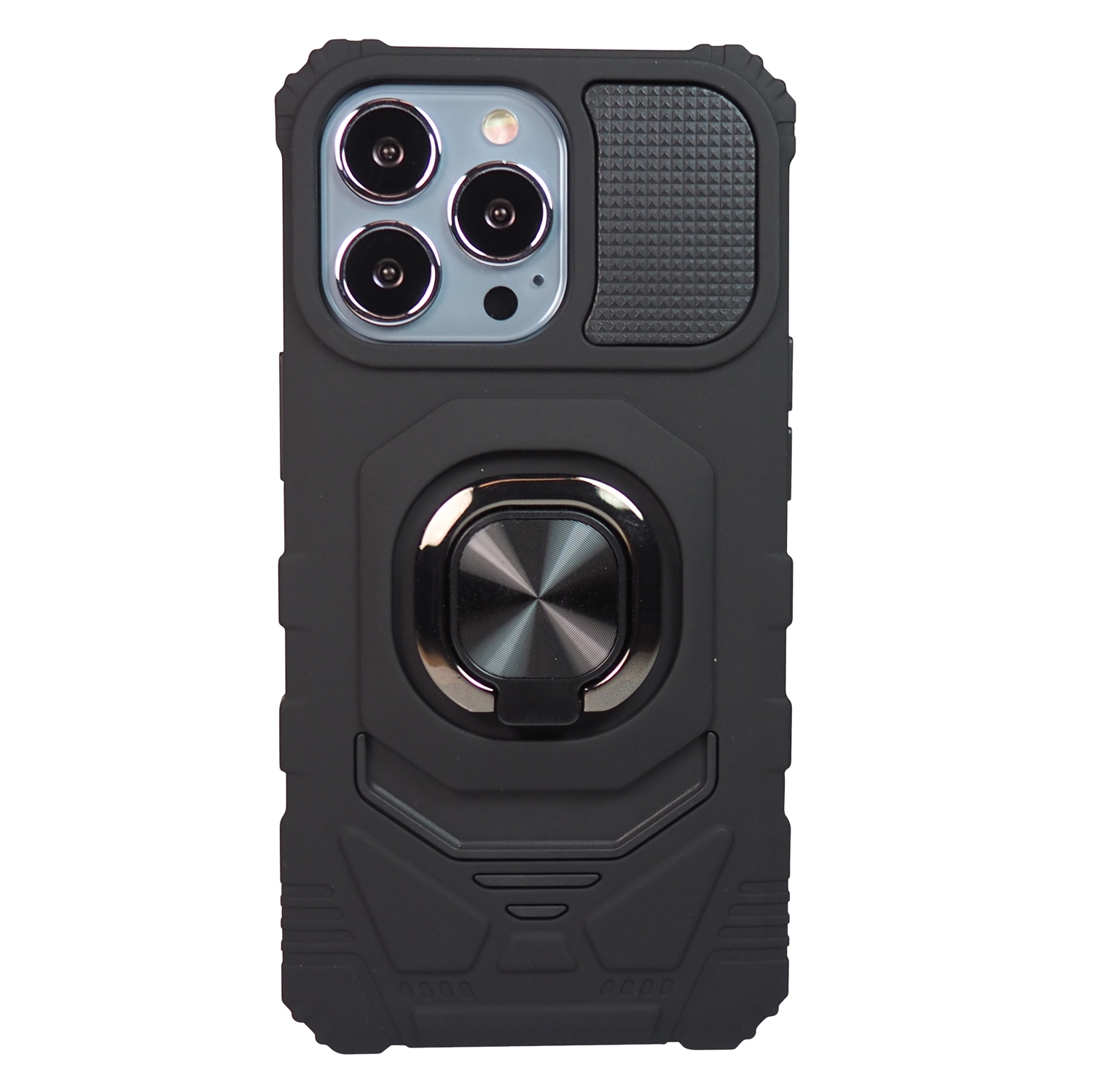 Exian Case for iPhone 13 Pro Armored Case with Stand Magnetic Metal Black