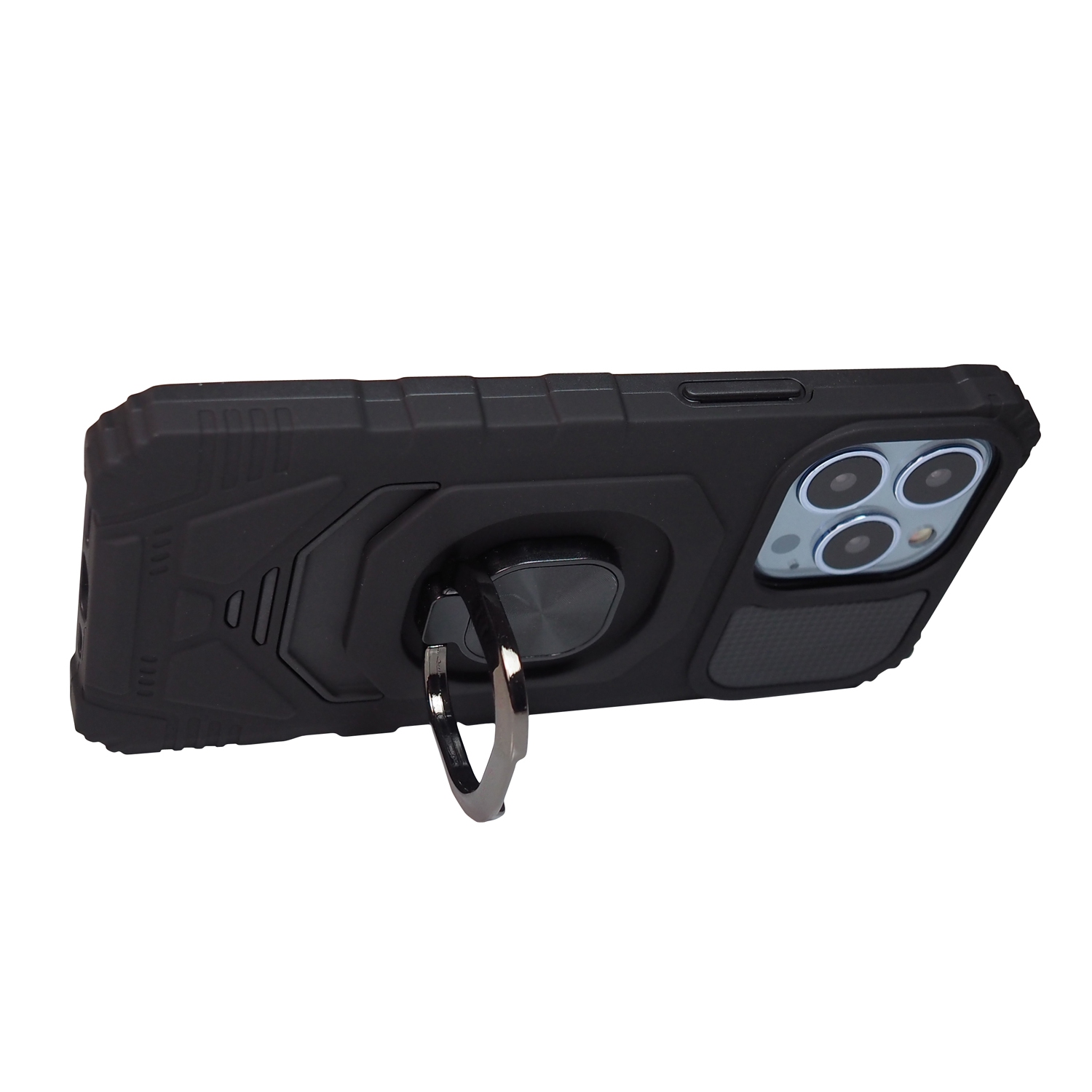 Exian Case for iPhone 13 Pro Armored Case with Stand Magnetic Metal Black