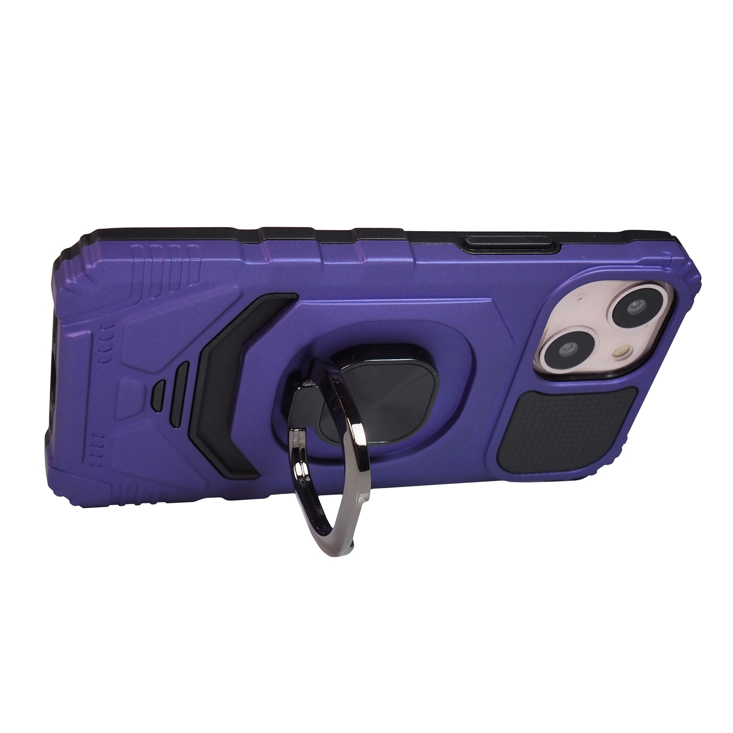 Exian Case for iPhone 13 Mini Armored Case with Stand Magnetic Metal Purple