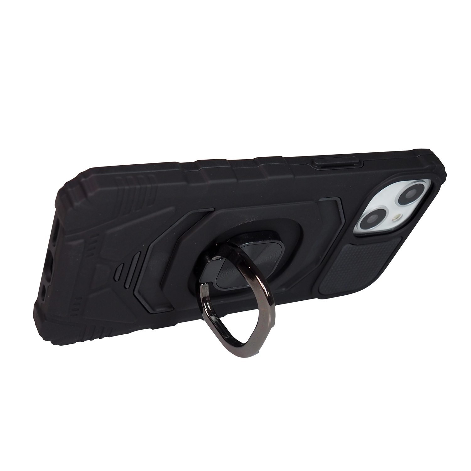 Exian Case for iPhone 13 Armored Case with Stand Magnetic Metal Black