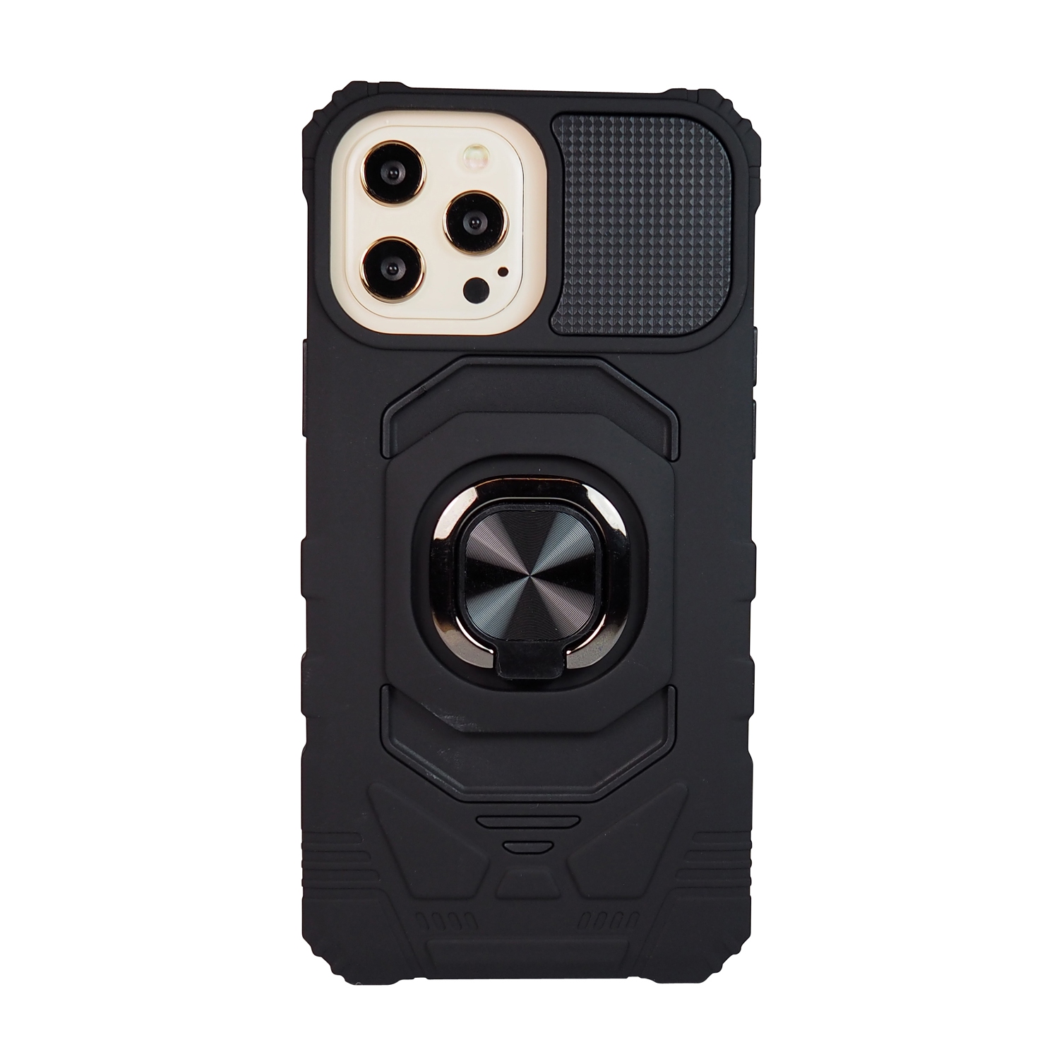 Exian Case for iPhone 13 Pro Max Armored Case with Stand Magnetic Metal Black