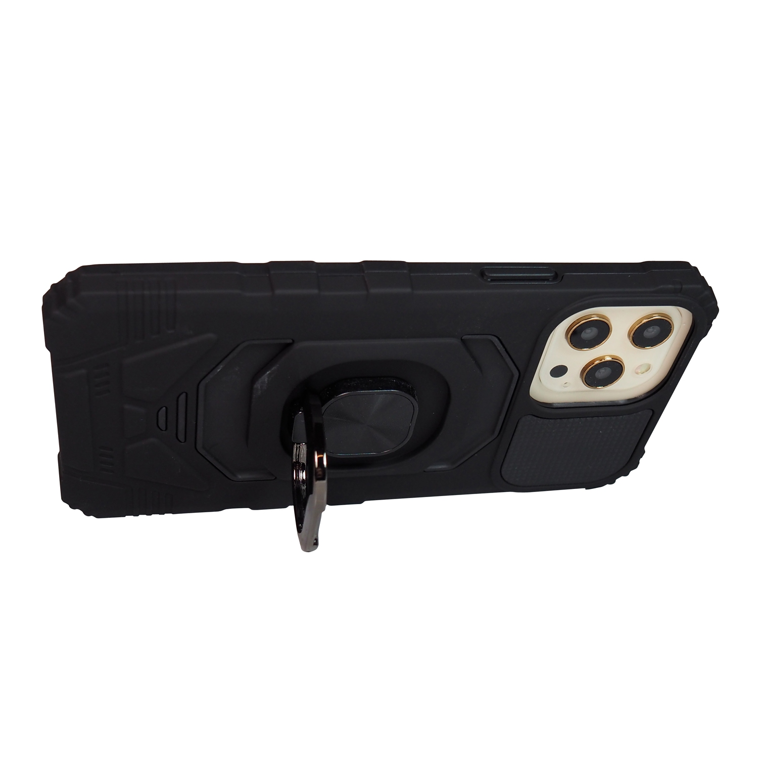 Exian Case for iPhone 13 Pro Max Armored Case with Stand Magnetic Metal Black