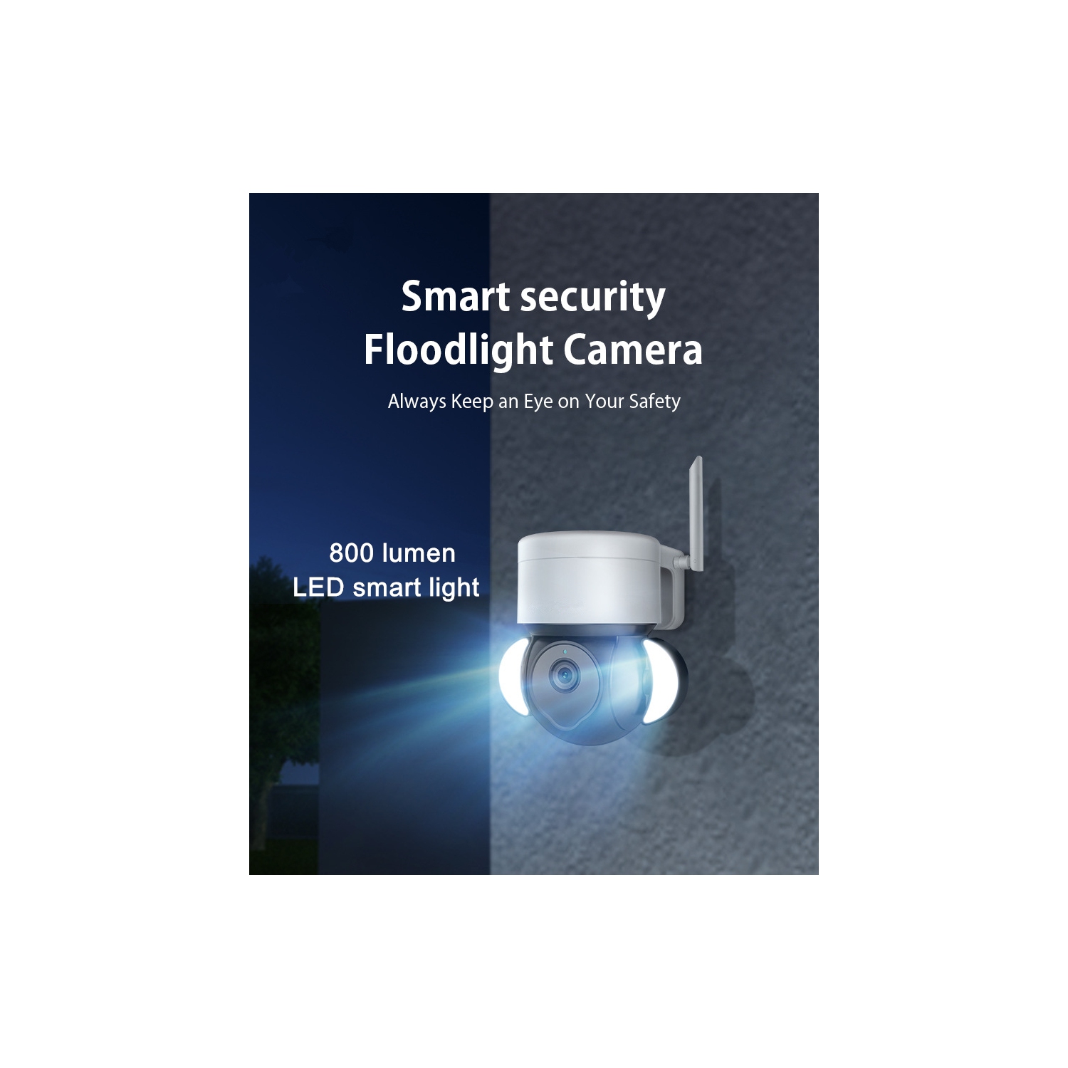 Caméra sans fil à projecteur d'illumination GUSH 5&nbsp;Mpx, Wi-Fi, caméra de surveillance, lumière intelligente, couleur, vision nocturne, IP66 m,