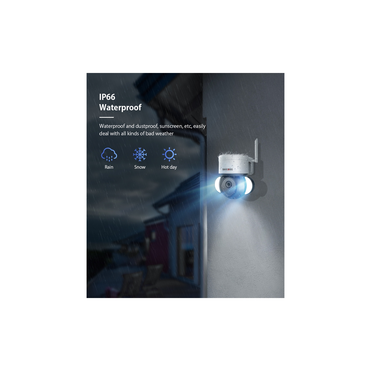 Caméra sans fil à projecteur d'illumination GUSH 5&nbsp;Mpx, Wi-Fi, caméra de surveillance, lumière intelligente, couleur, vision nocturne, IP66 m,