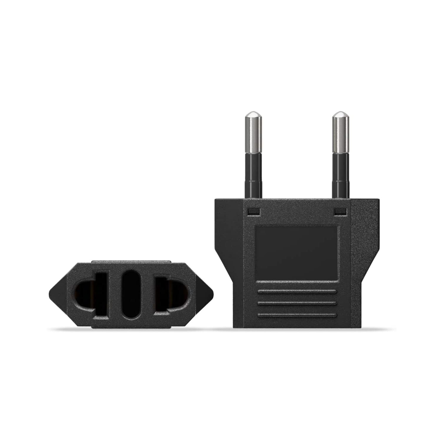 6 Pack of US/CA to European Plug Adapter Travel Power Plug Universal Power Jack Wall Plug Converter Input USA/Canada to Europe/Asia Socket - Black