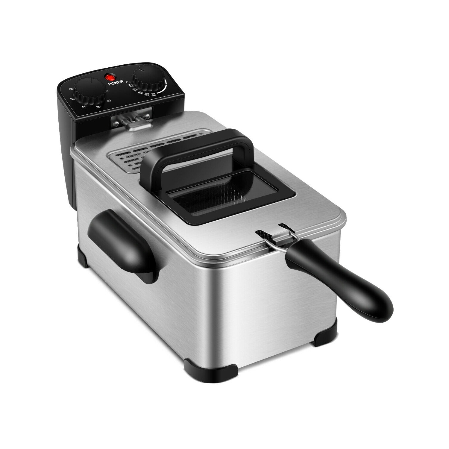 Friteuse électrique de 3.2 pte en acier inoxydable avec minuterie