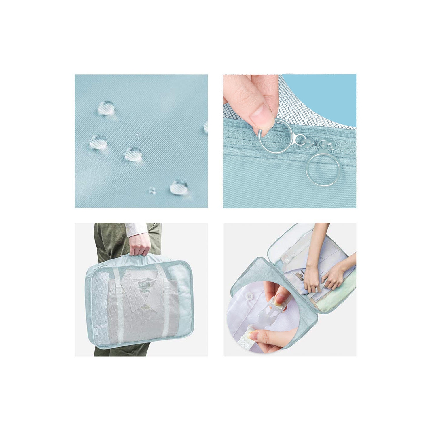 6 pcs Foldable Waterproof Packing Cubes, Easy Storage Durable Travel Bag Organizer Set - Pink