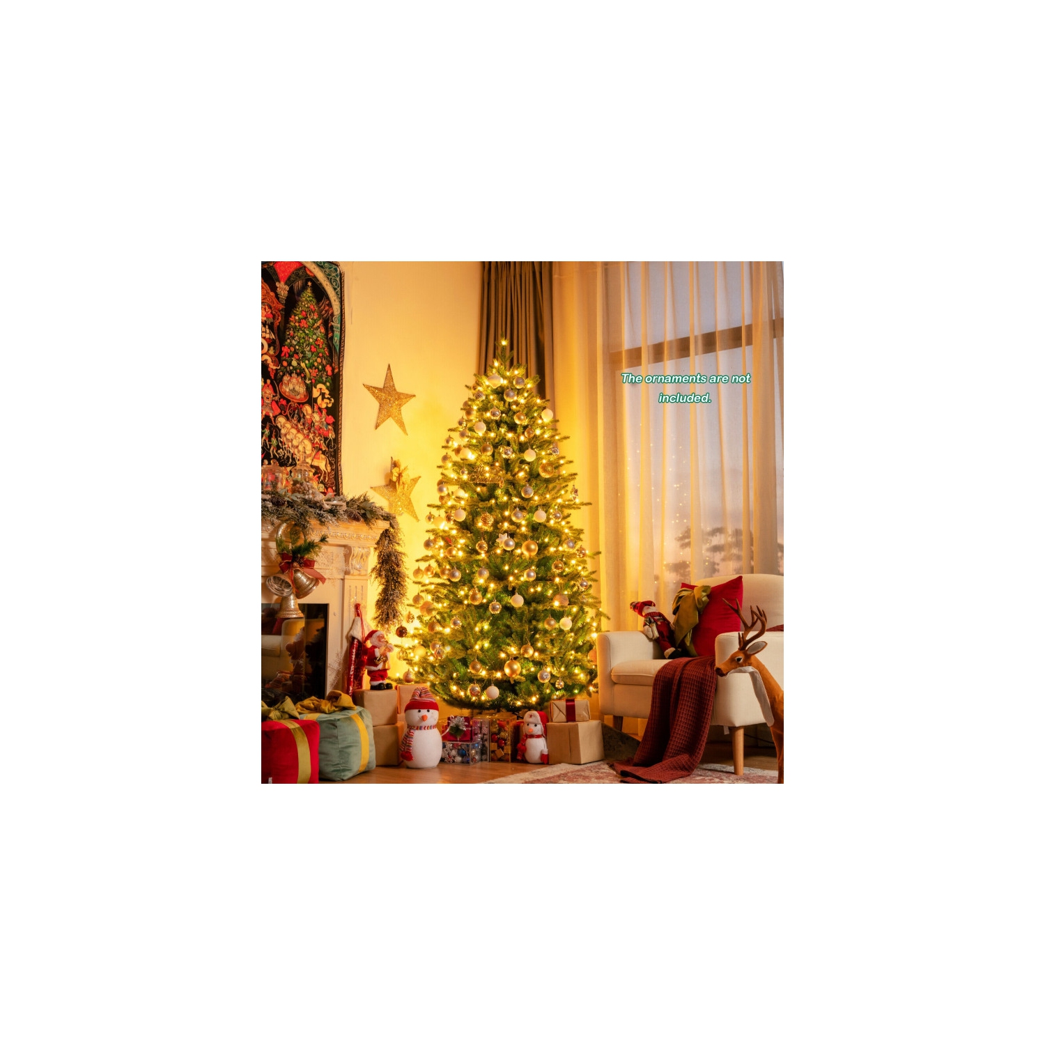 Pre-Lit Hinged Christmas Tree with App-Controlled LED Lights, Smart Holiday Display
