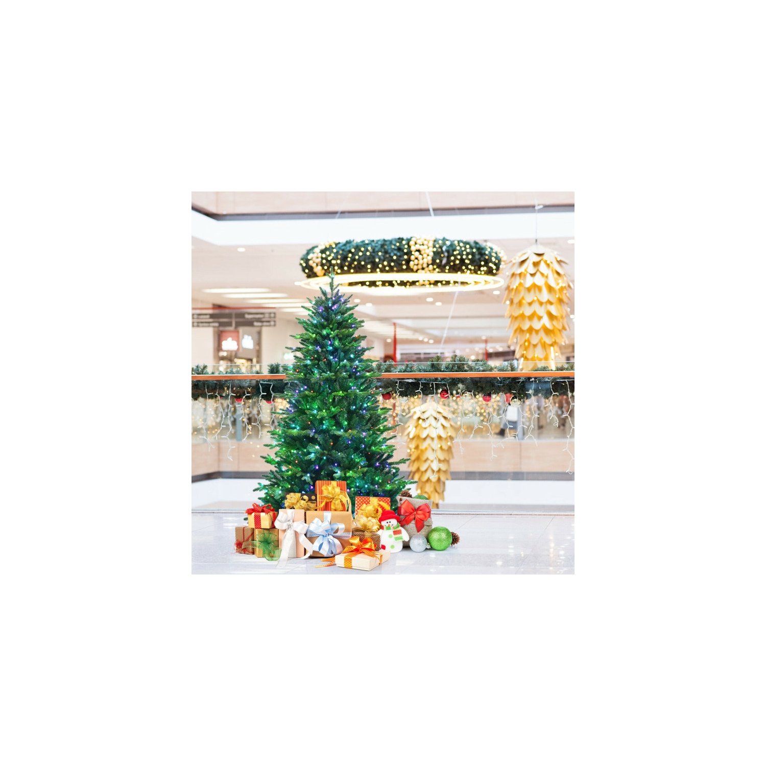 Pre-Lit Hinged Christmas Tree with App-Controlled LED Lights, Smart Holiday Display