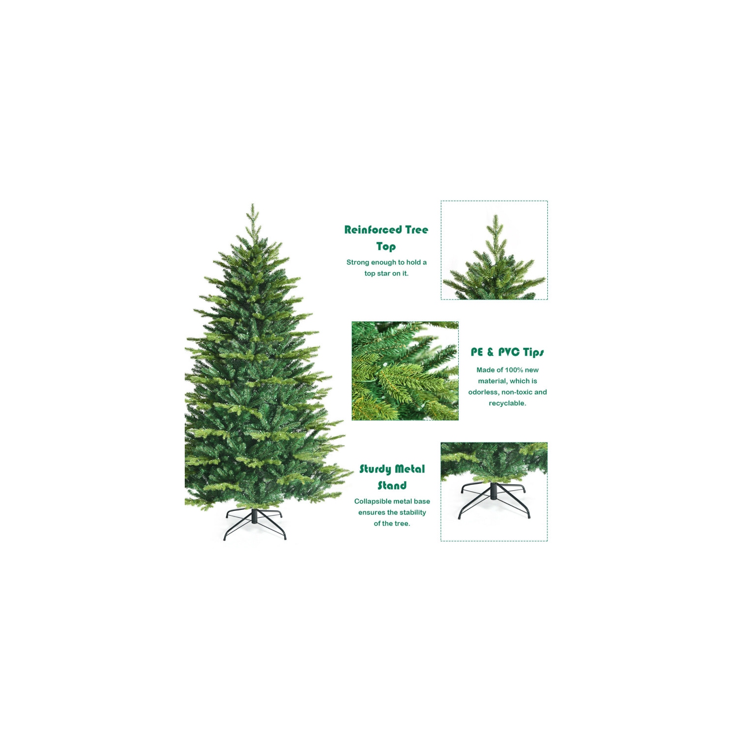 Pre-Lit Hinged Christmas Tree with App-Controlled LED Lights, Smart Holiday Display