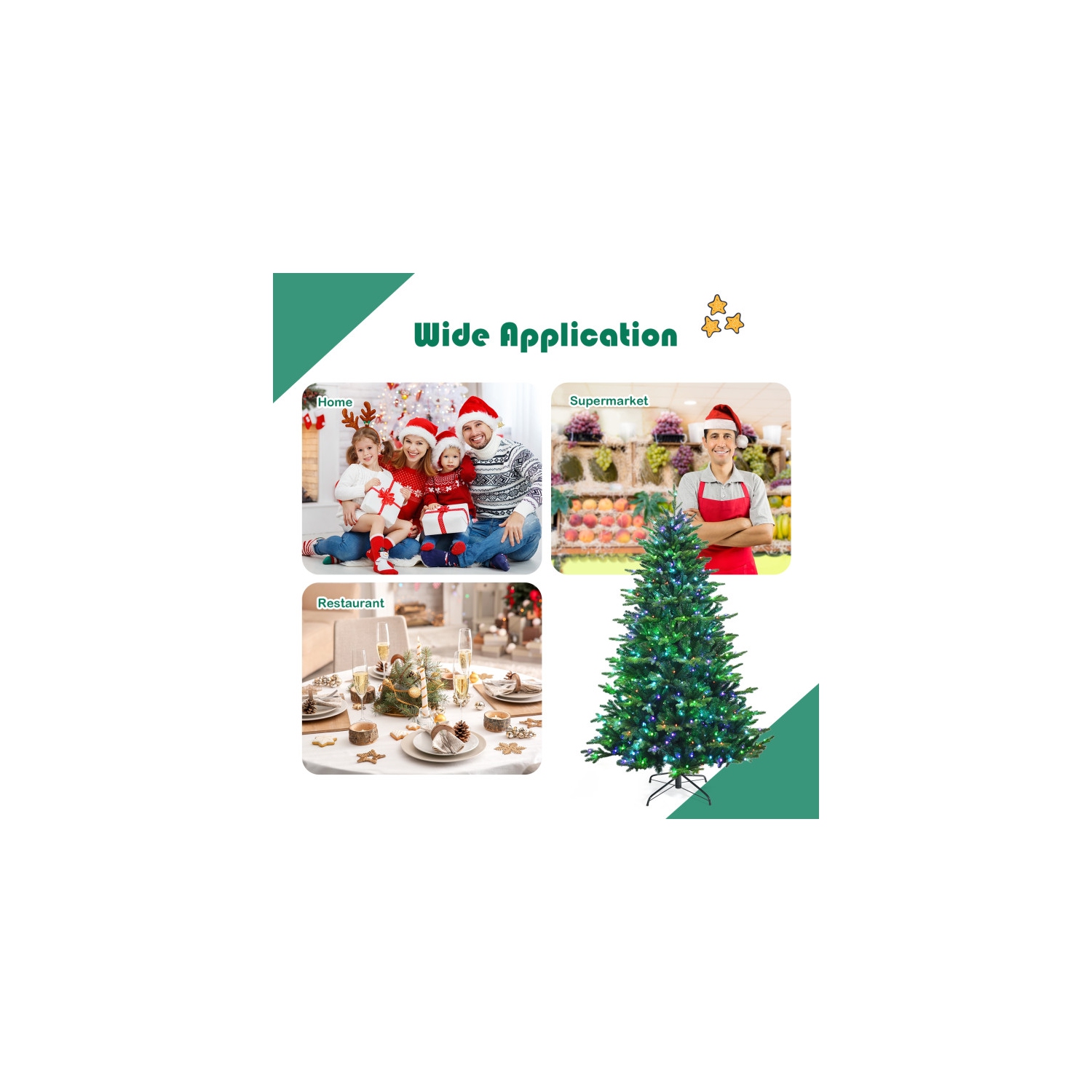 Pre-Lit Hinged Christmas Tree with App-Controlled LED Lights, Smart Holiday Display