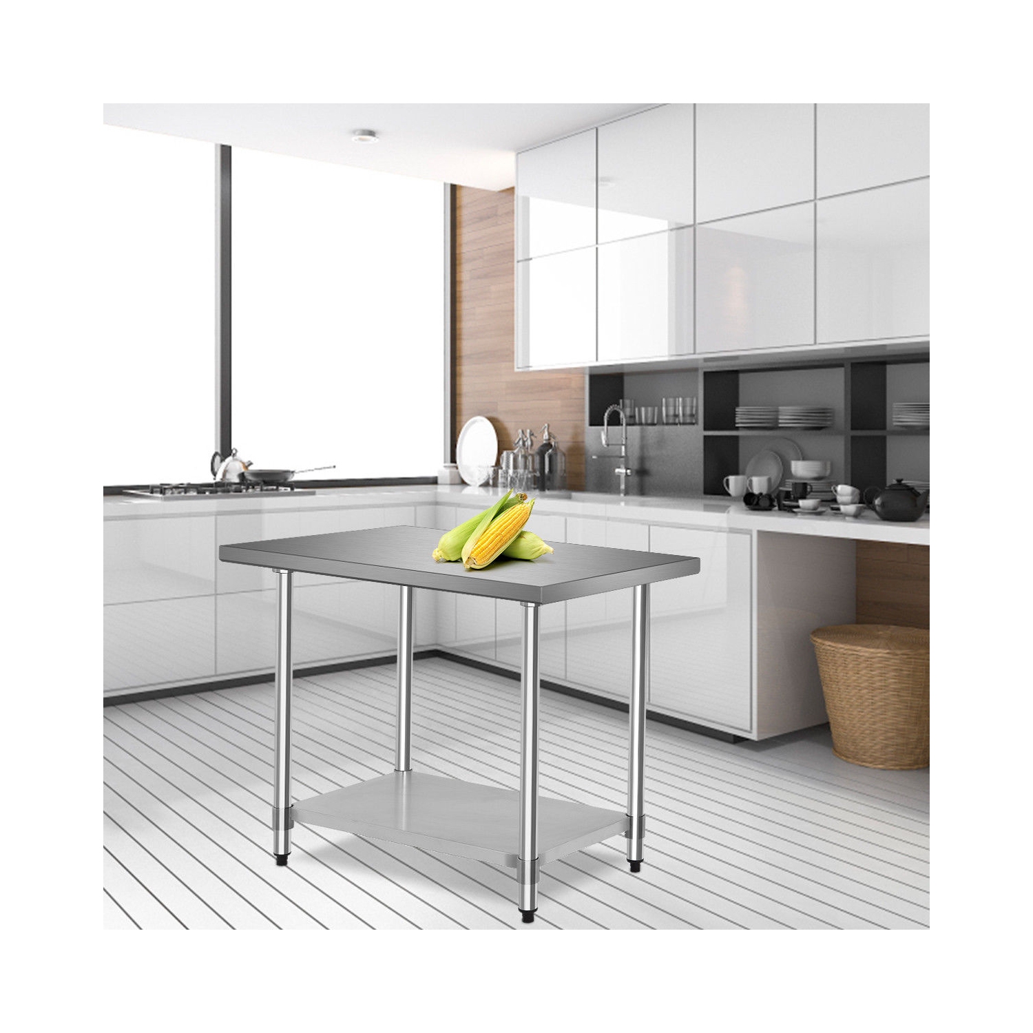 Table de préparation commerciale en acier inoxydable 24 po x 36 po pour aliments de cuisine