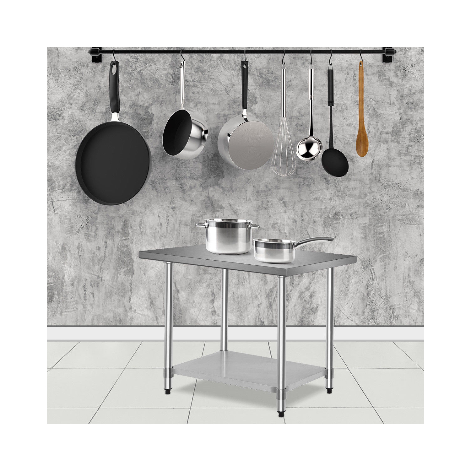 Table de préparation commerciale en acier inoxydable 24 po x 36 po pour aliments de cuisine