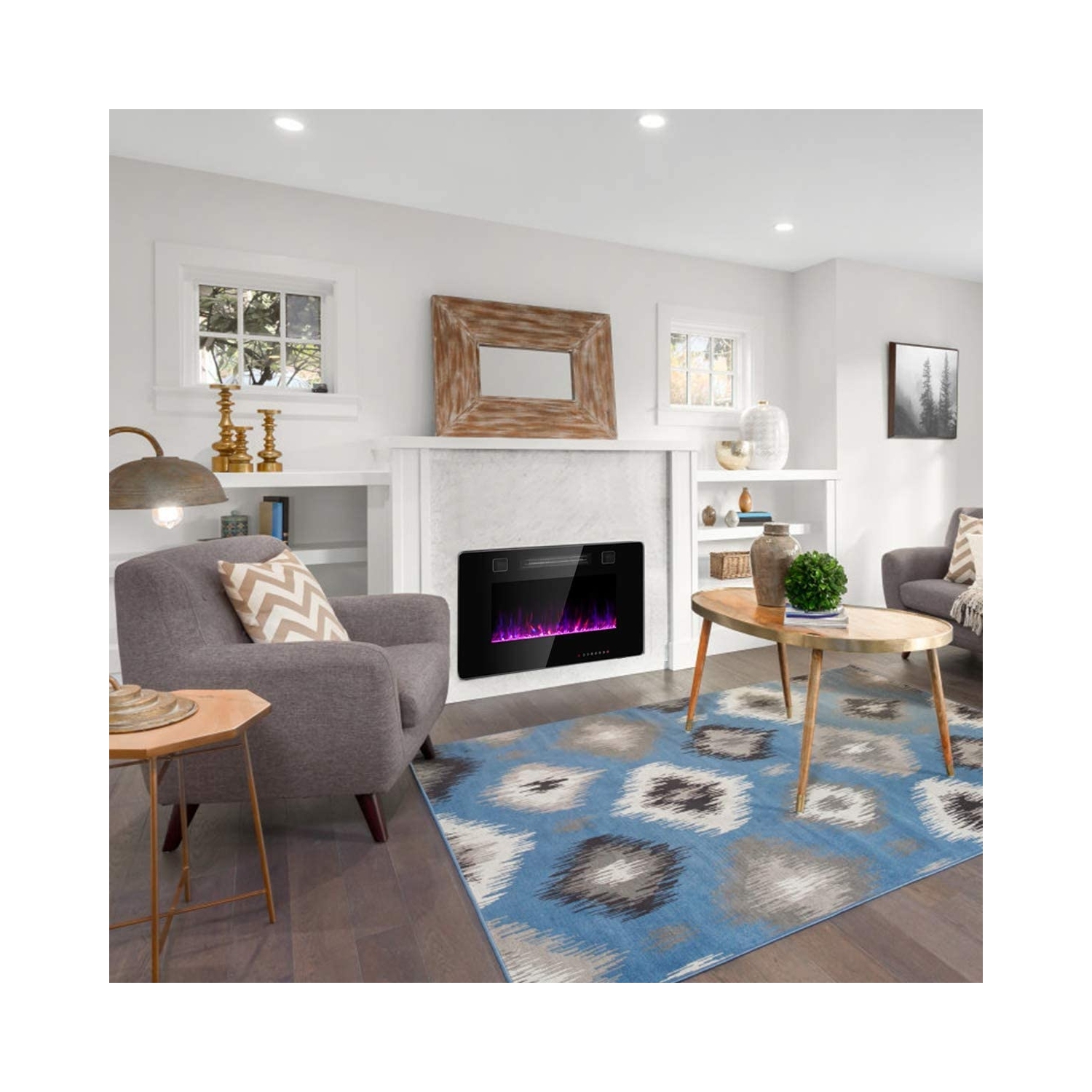 Foyer électrique encastré ultra-mince de 30 po avec apparence de verre