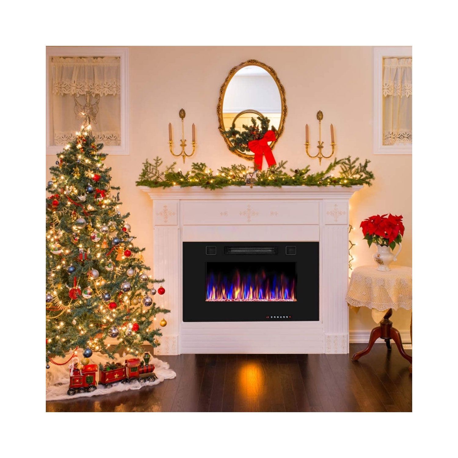 Foyer électrique encastré ultra-mince de 30 po avec apparence de verre