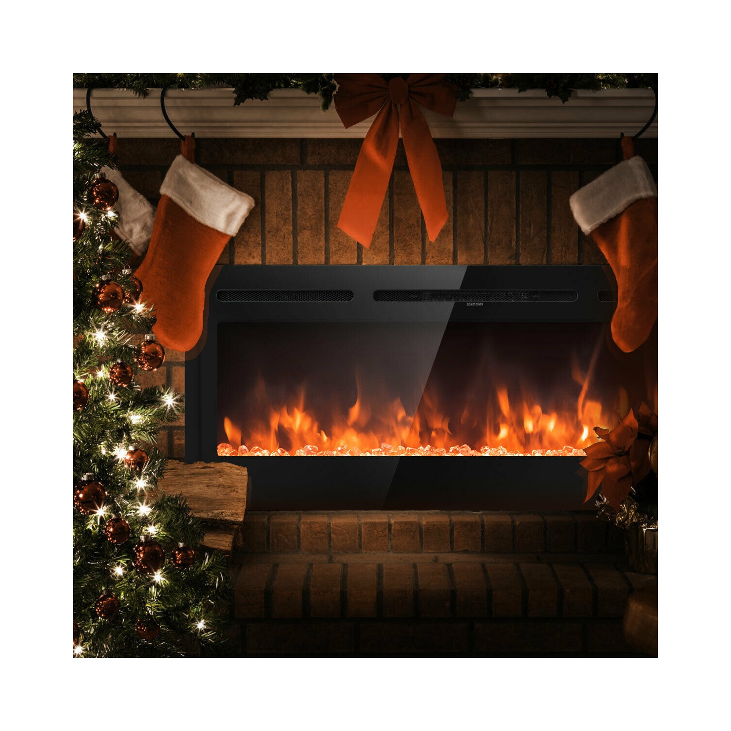 50 inch Recessed Electric Insert Wall Mounted Fireplace with Adjustable Brightness