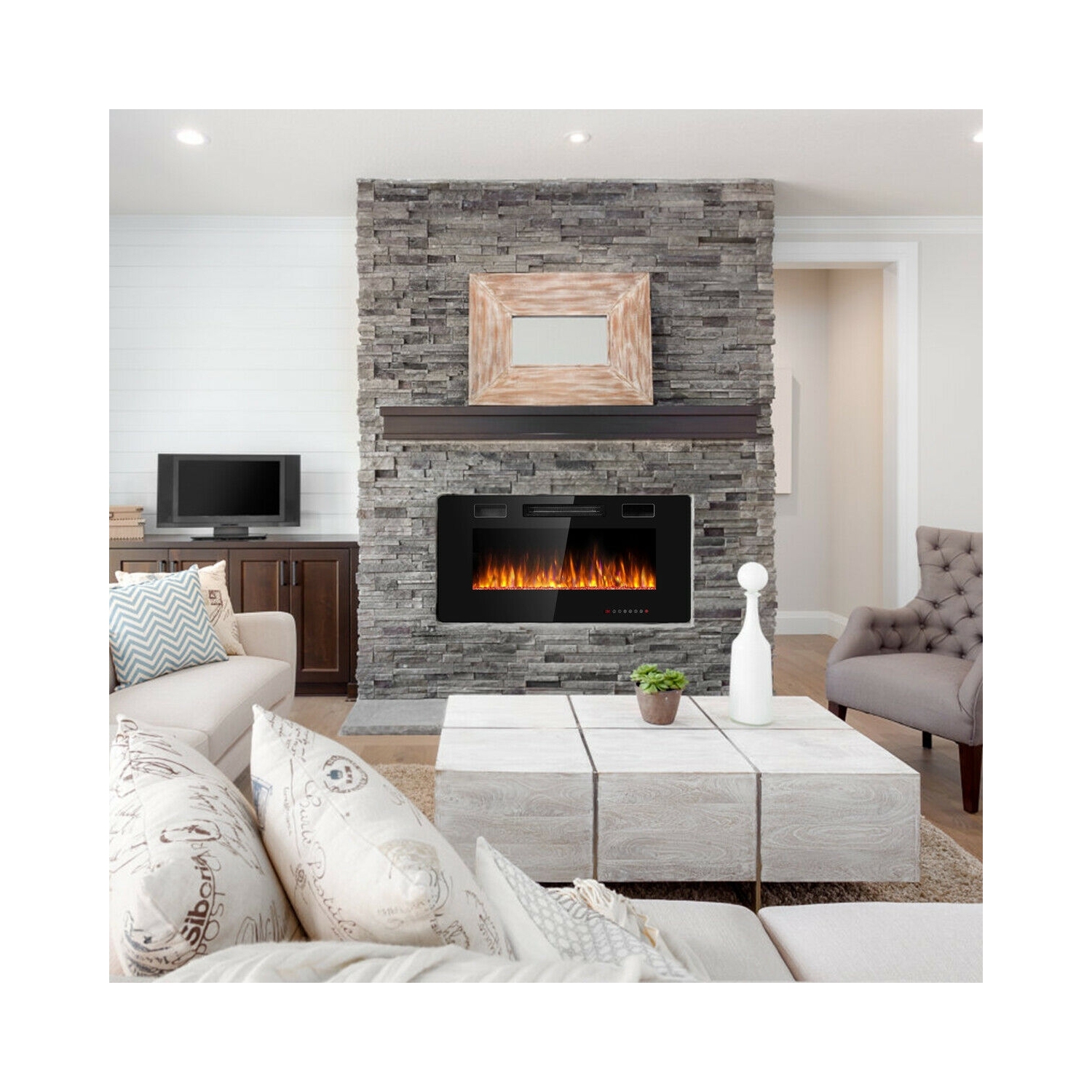 Foyer électrique mural ultramince de 36 po