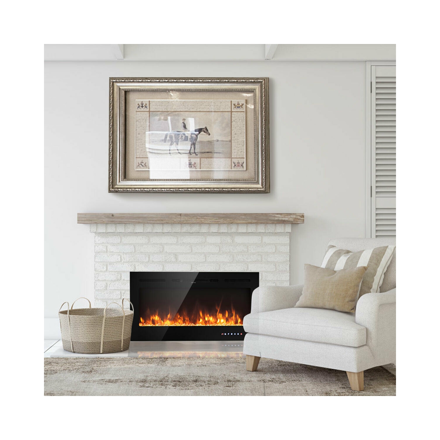 40-Inch Electric Fireplace Recessed Wall Mounted with Multicolor Flame