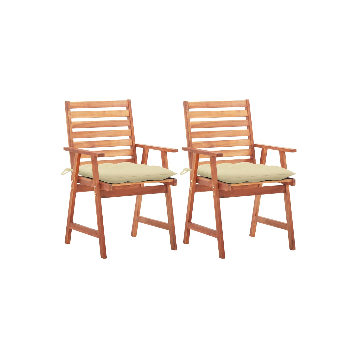 vidaXL Patio Dining Chairs 2 pcs with Cushions Solid Acacia Wood