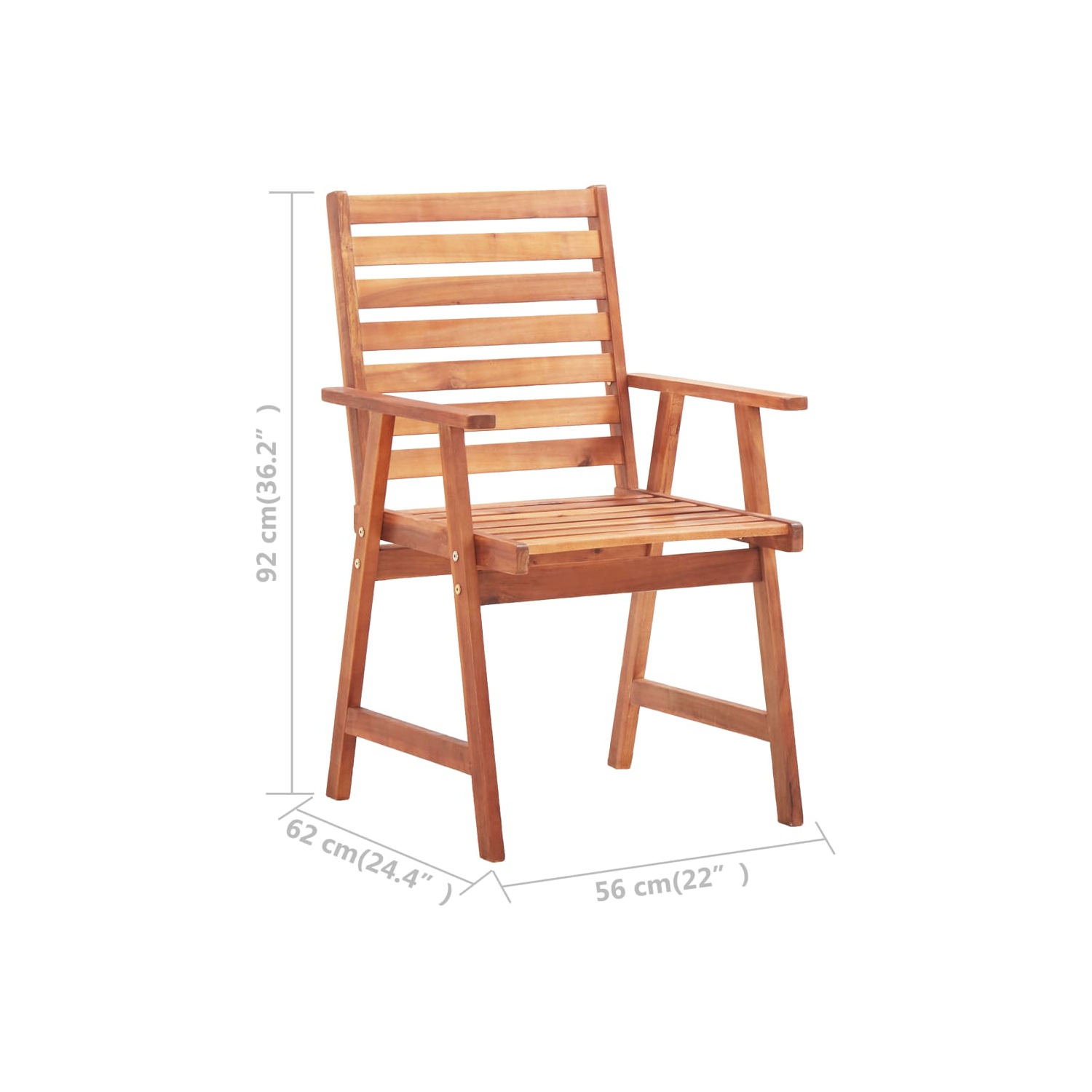 vidaXL Patio Dining Chairs 2 pcs with Cushions Solid Acacia Wood