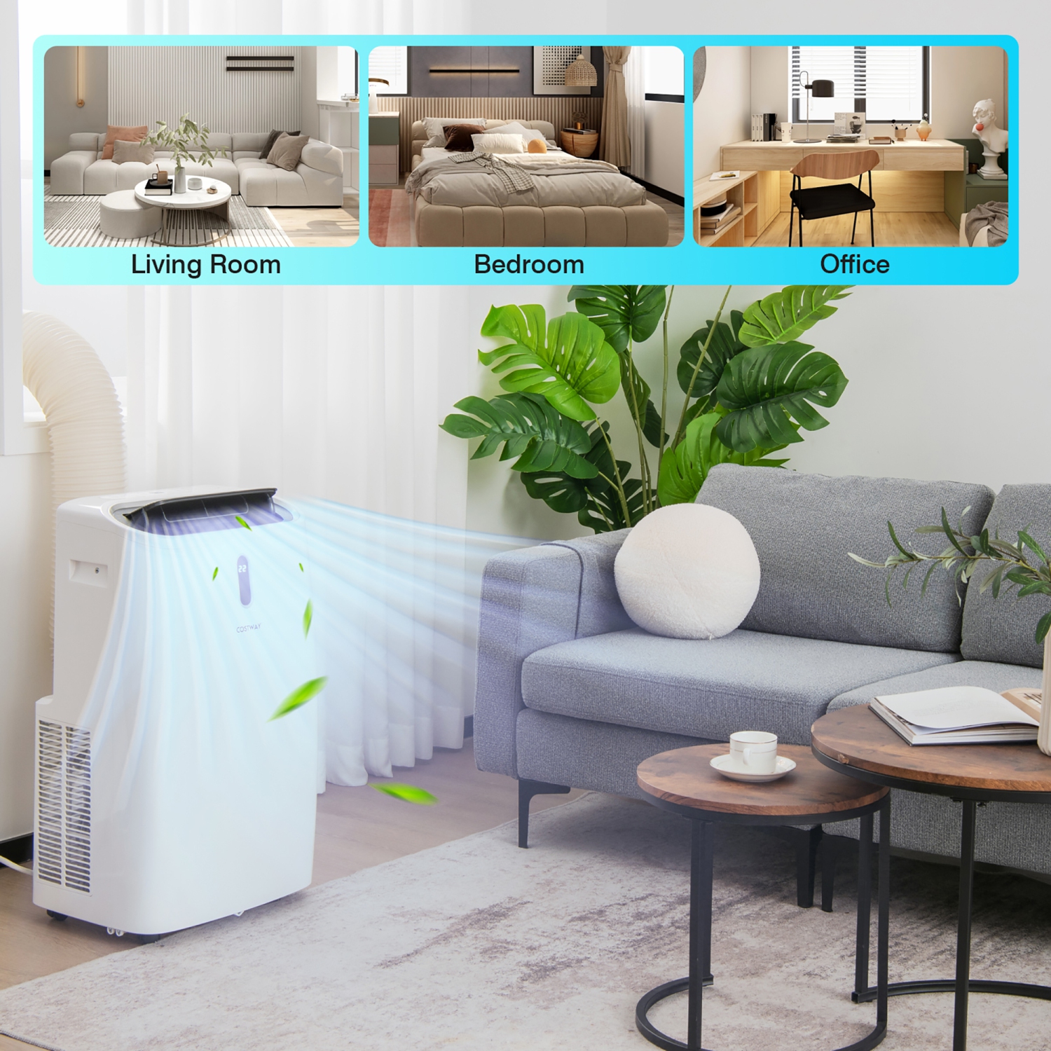 Costway 14000 BTU Portable Air Conditioner 4-in-1 Air Cooler w/ APP & WiFi Smart Control