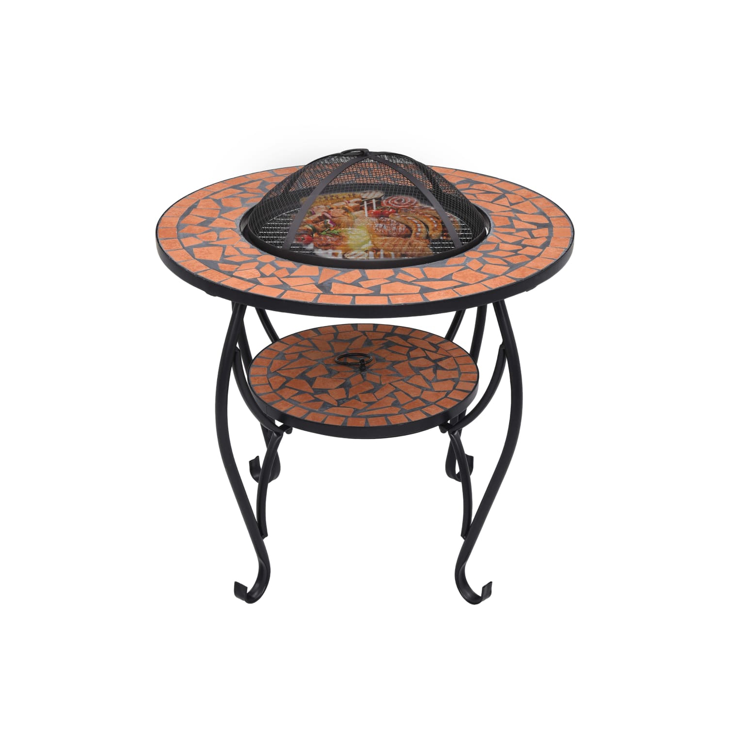 vidaXL Mosaic Fire Pit Table Terracotta 26.8" Ceramic