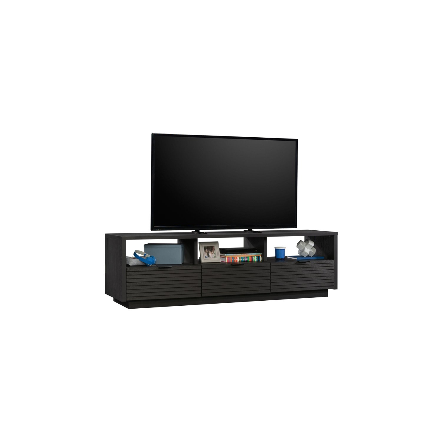 Sauder – Meuble en bois d’ingénierie Harvey Park pour téléviseur de 70 po ou moins, chêne corbeau