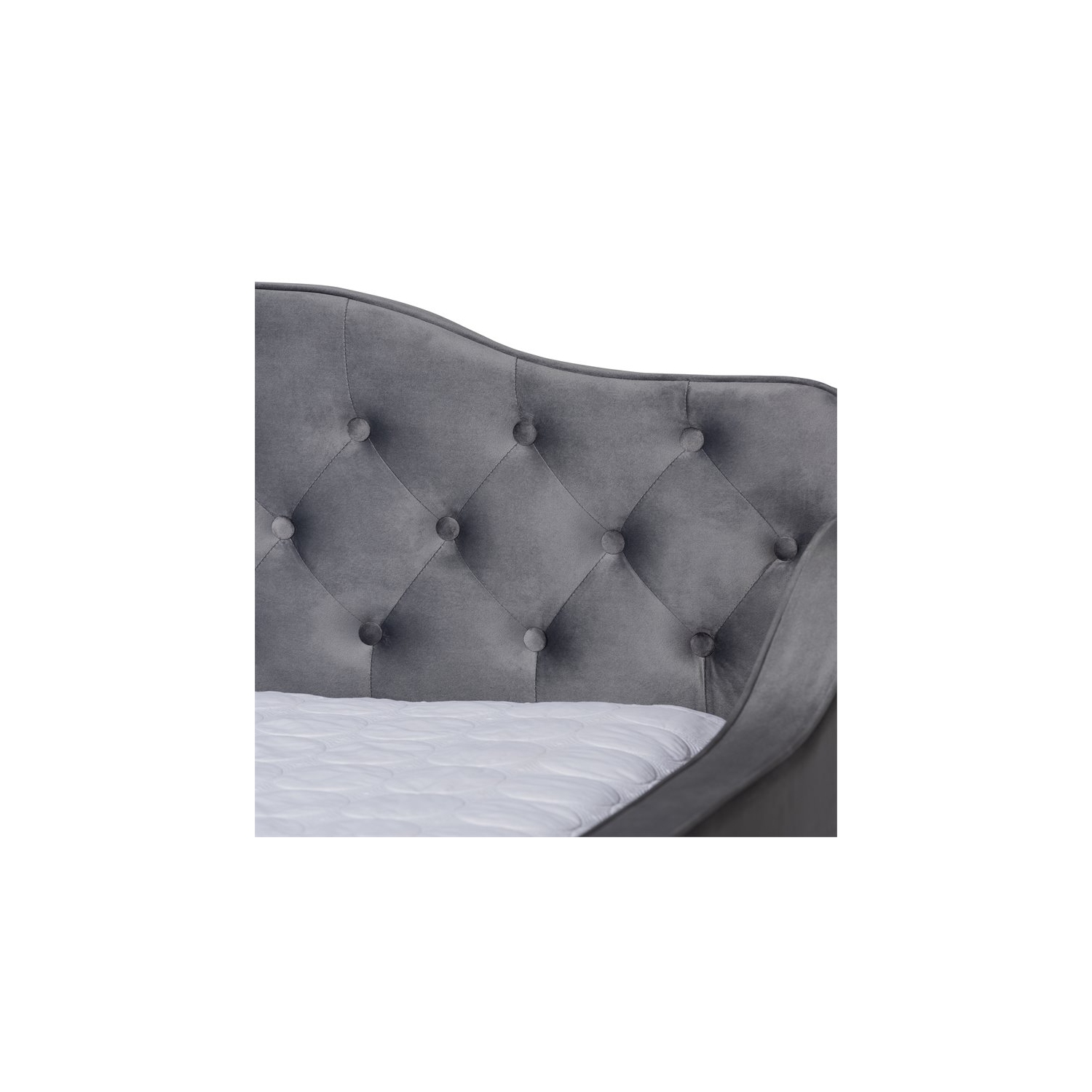 Baxton Studio Freda Gray Velvet Button Tufted Full Size Wood Daybed