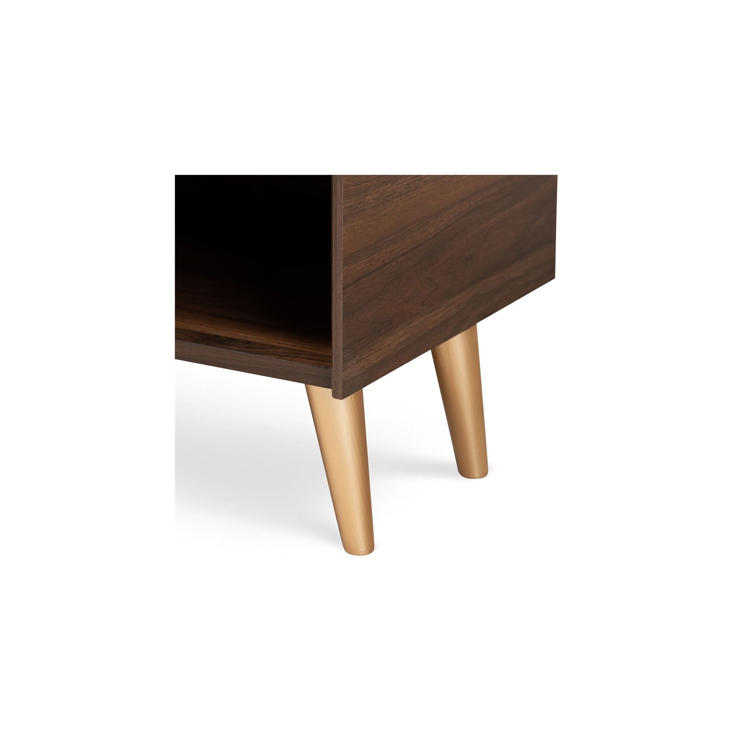 Baxton Studio Landen Brown and Gold Wood 2-Door Entryway Shoe storage Cabinet