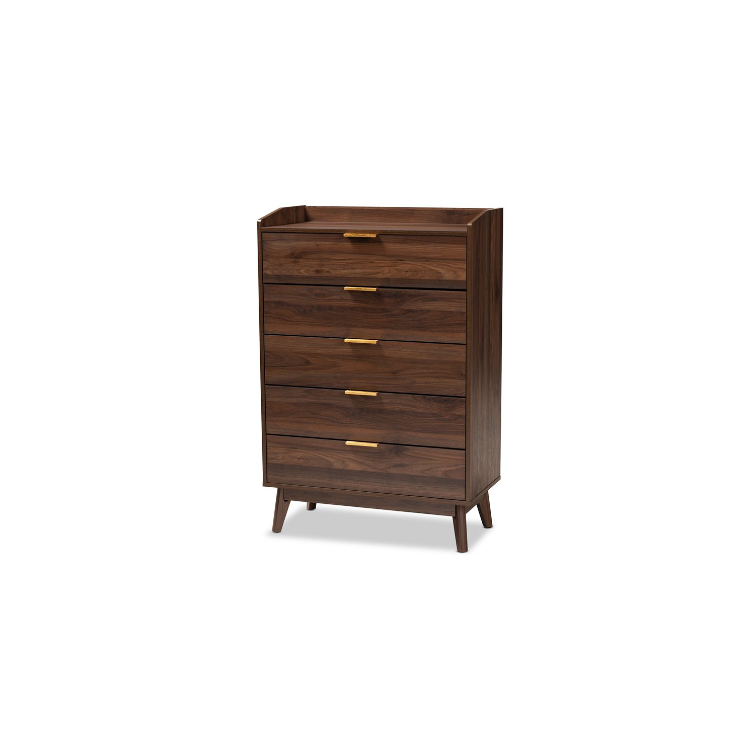 Baxton Studio Lena Walnut Brown Finished 5-Drawer Wood Chest