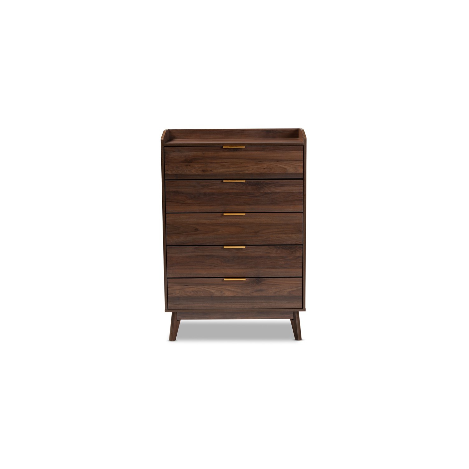 Baxton Studio Lena Walnut Brown Finished 5-Drawer Wood Chest