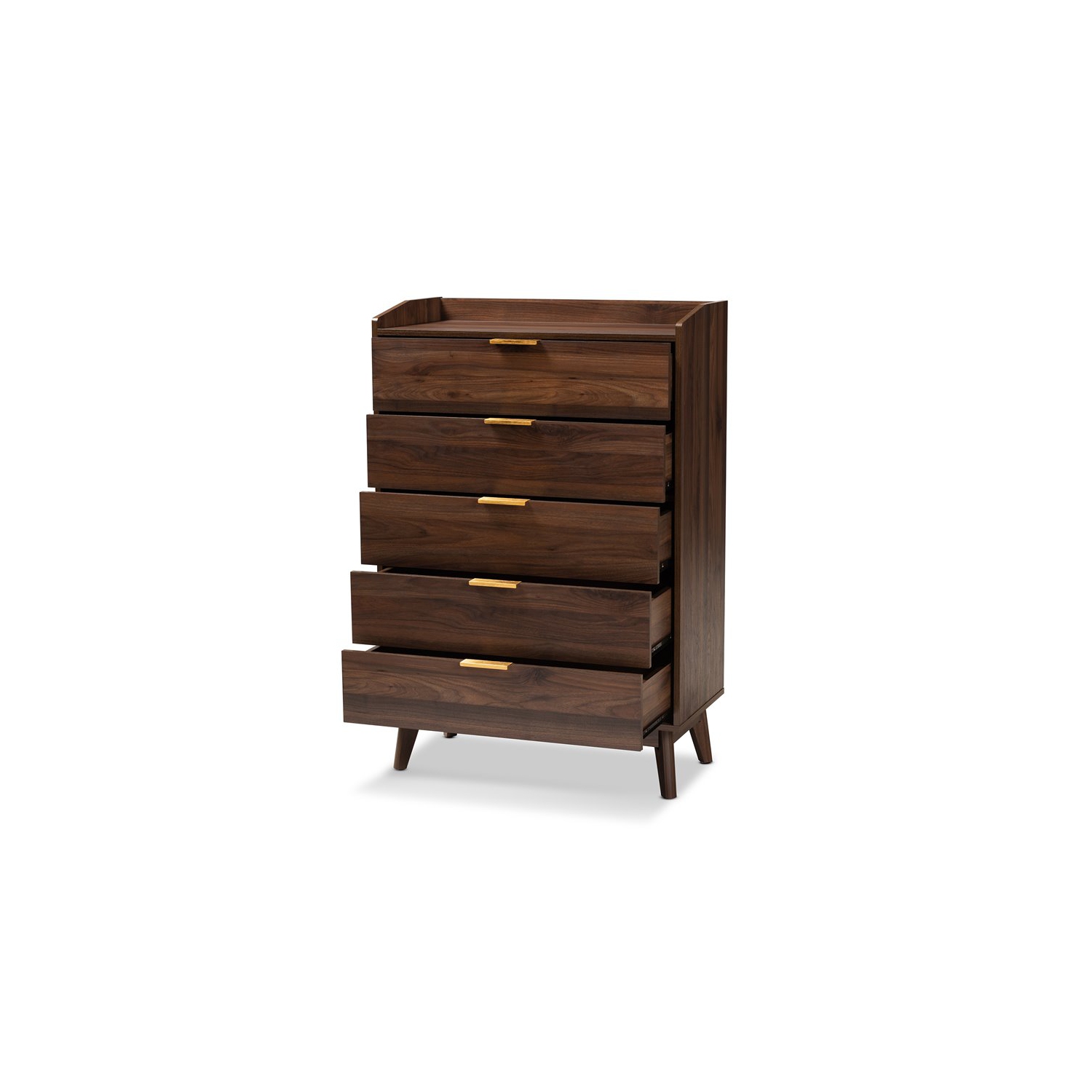 Baxton Studio Lena Walnut Brown Finished 5-Drawer Wood Chest