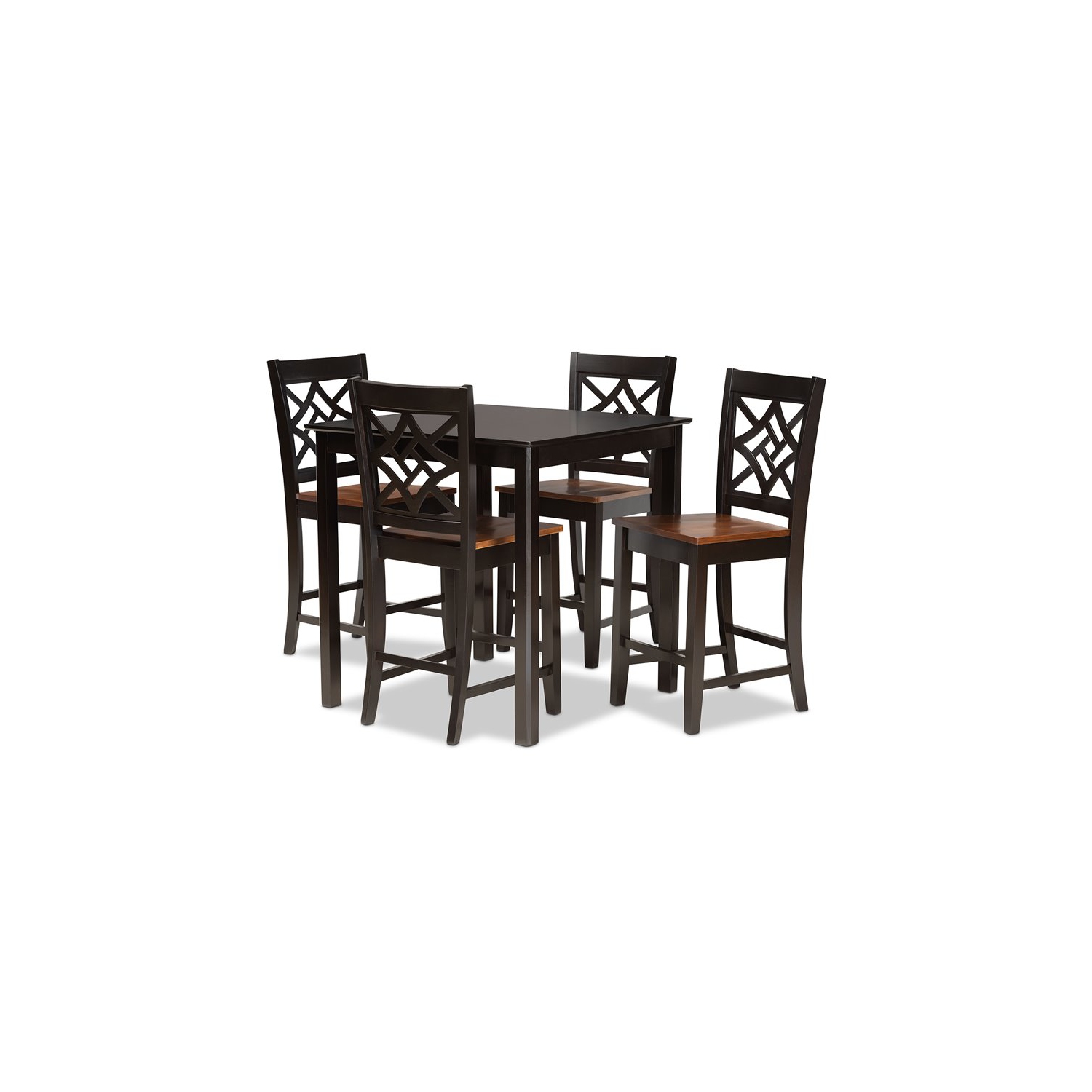 Baxton Studio Two-Tone Dark Brown and Walnut Brown Finished Wood 5-Piece Pub Set