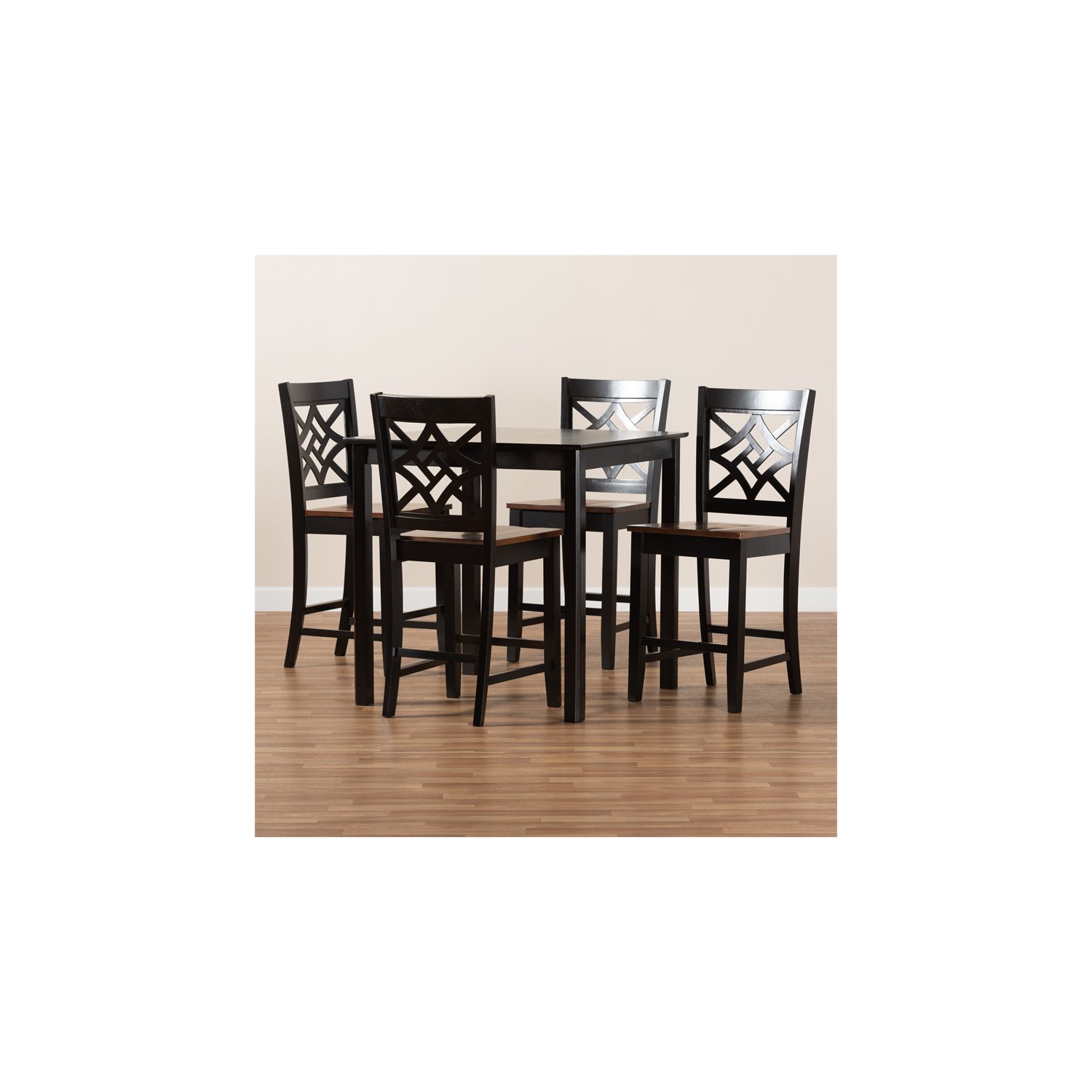 Baxton Studio Two-Tone Dark Brown and Walnut Brown Finished Wood 5-Piece Pub Set