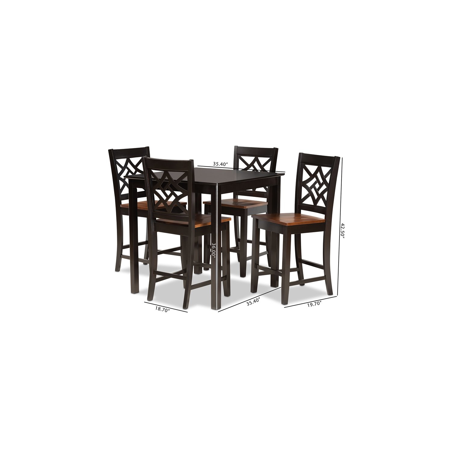 Baxton Studio Two-Tone Dark Brown and Walnut Brown Finished Wood 5-Piece Pub Set