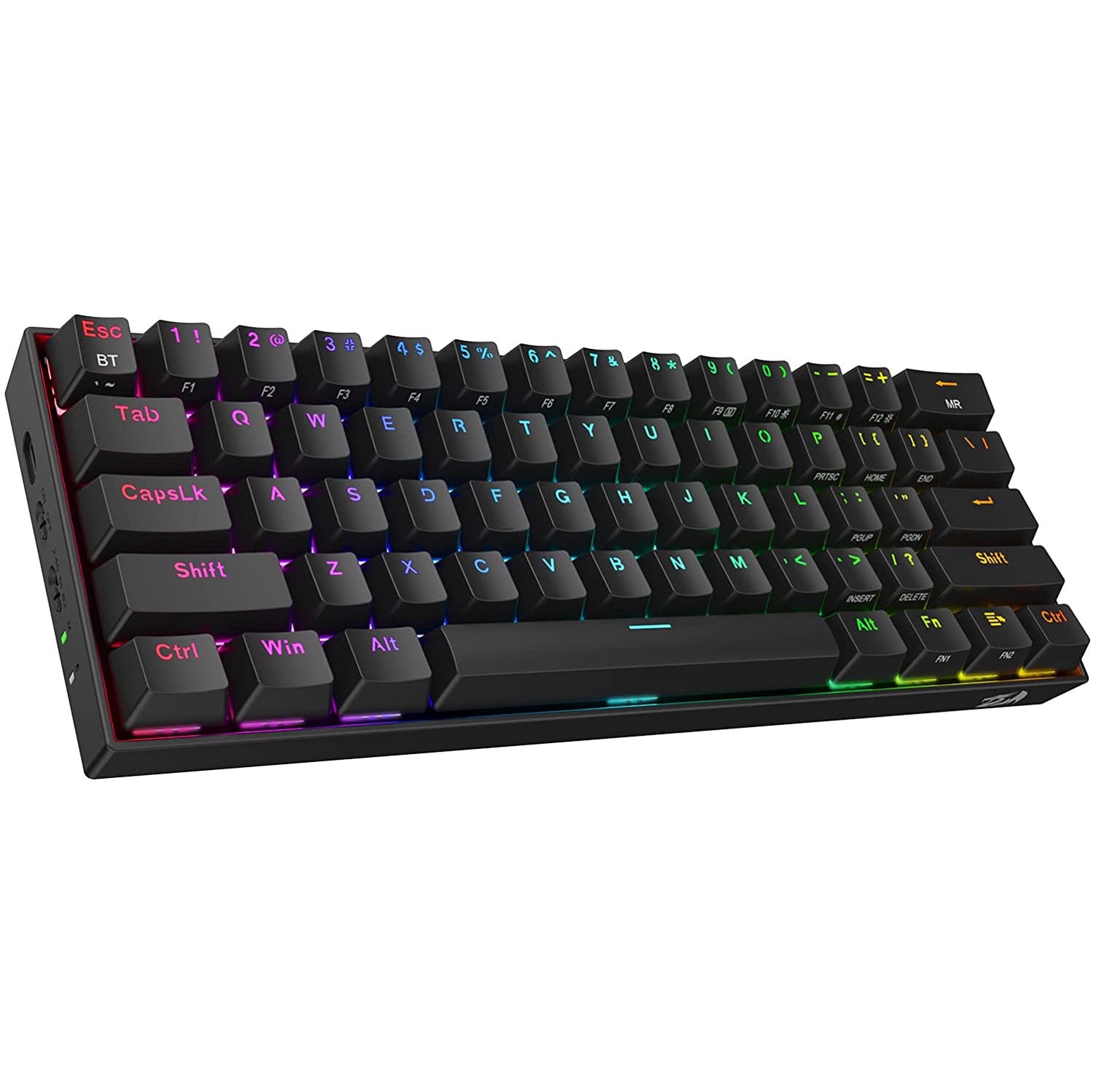 Redragon K530 Pro Draconic 60% Wireless RGB Mechanical Keyboard, Bluetooth/2.4Ghz/Wired 3-Mode 61 Keys Compact Gaming Keyboard w/100% Hot-Swap Socket, Free-Mod Plate Mounted PCB