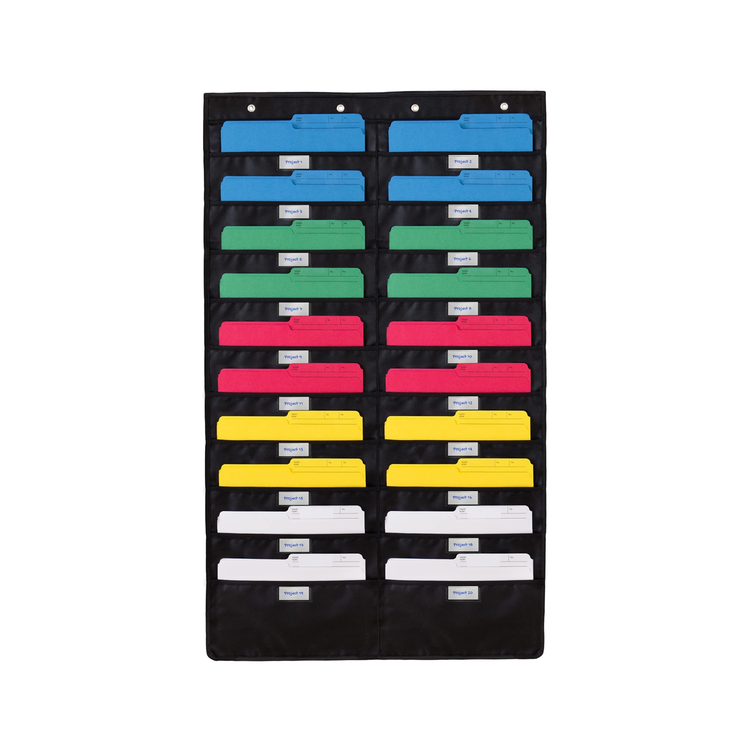 Hanging File Organizer | Black, Letter-sized, Storage Pocket Chart For Office, Home And Classroom - Walldeca