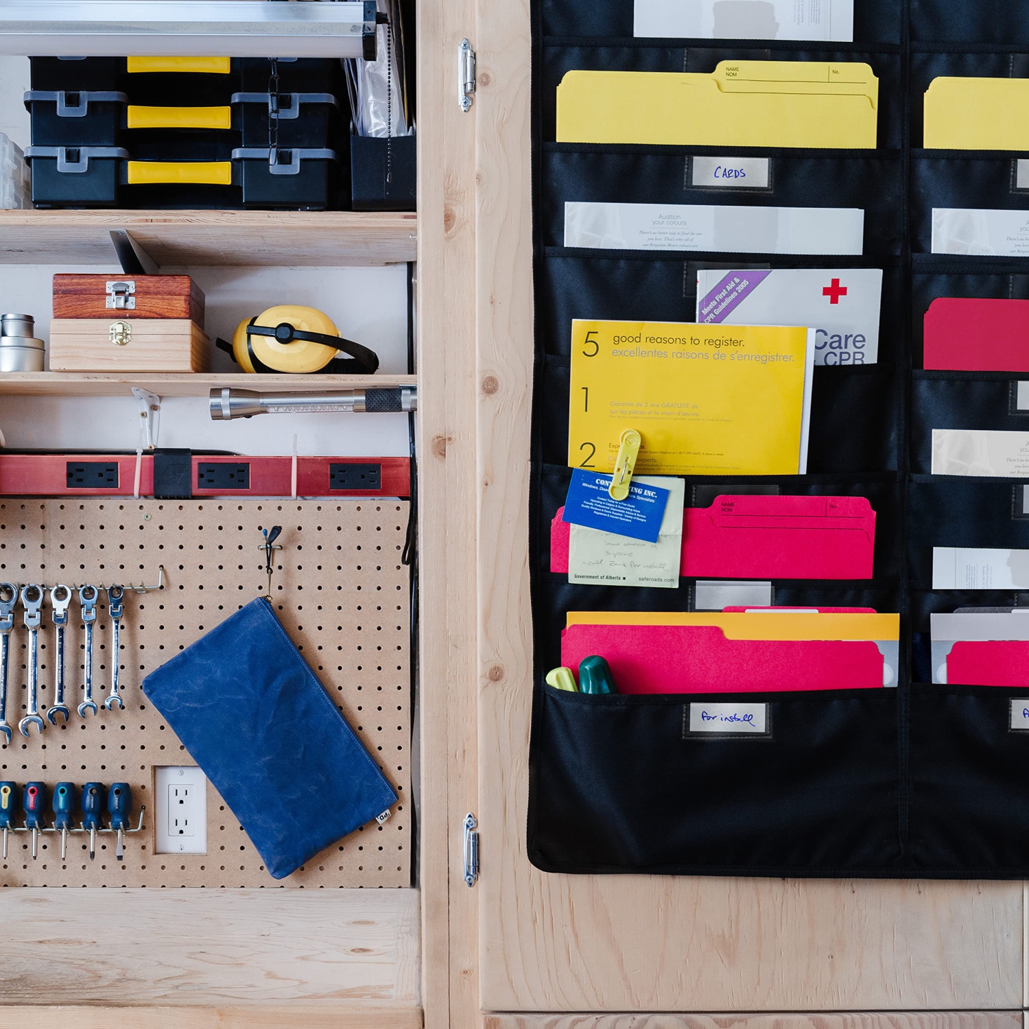 Hanging File Organizer | Black, Letter-sized, Storage Pocket Chart For Office, Home And Classroom - Walldeca