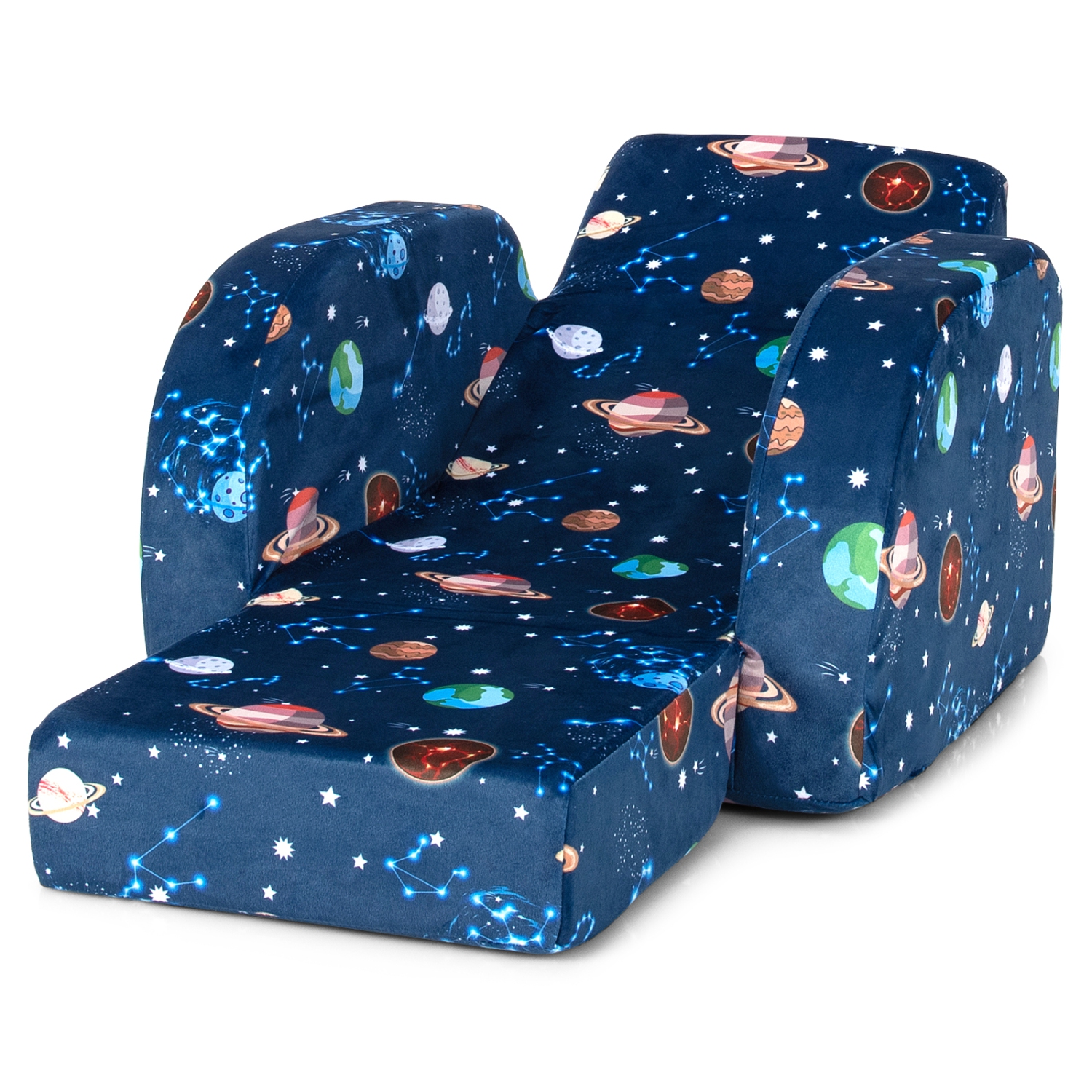 Topbuy 3-in-1 Convertible Kids Sofa Multifunctional Toddler Lounger Upholstered Chair Couch Pink/Blue