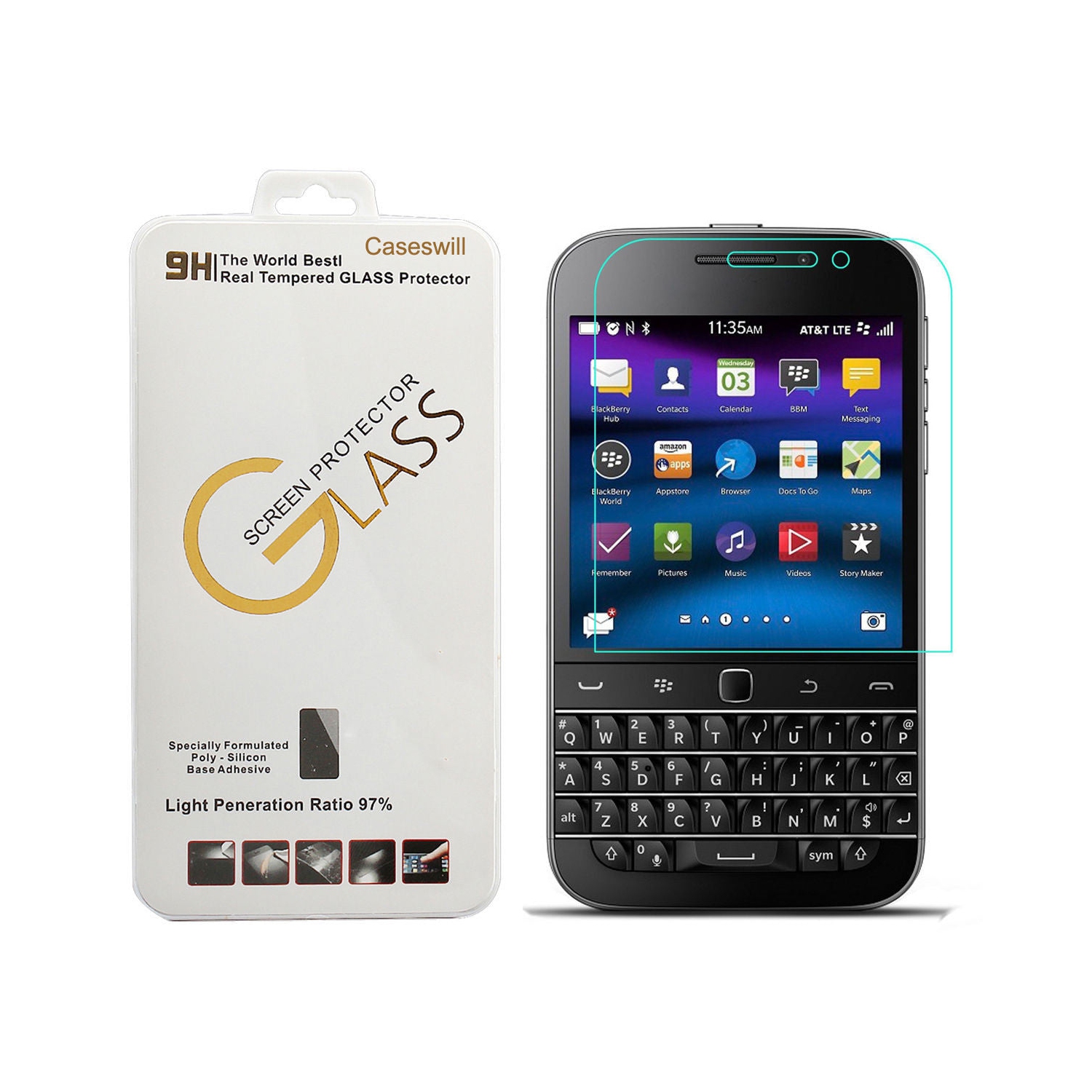 BlackBerry Q20 – pellicule protecteur d’écran en verre trempé véritable de qualité supérieure [Pro-Mobile]