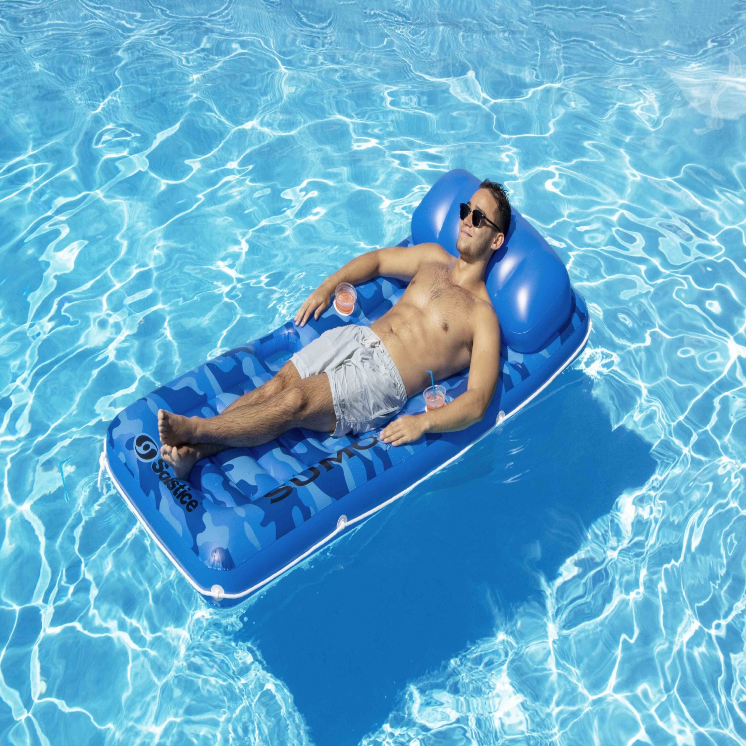 Inflatable Camouflage Sumo Sized Swimming Pool Raft - 81" - Blue