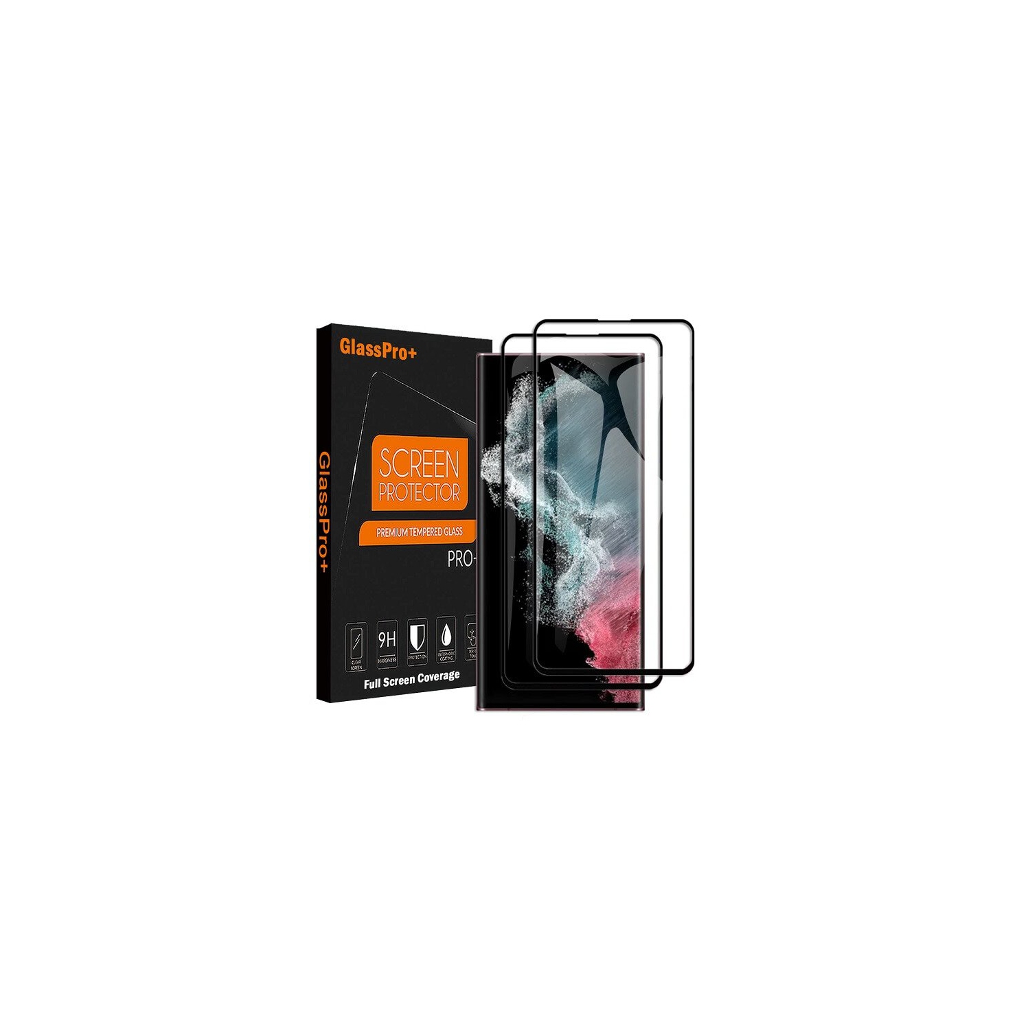 Paquet de 2 protecteurs d’écran en verre trempé pour Galaxy S22 Ultra 5G de Samsung [couverture intégrale HD] [installation facile] [bord rond]