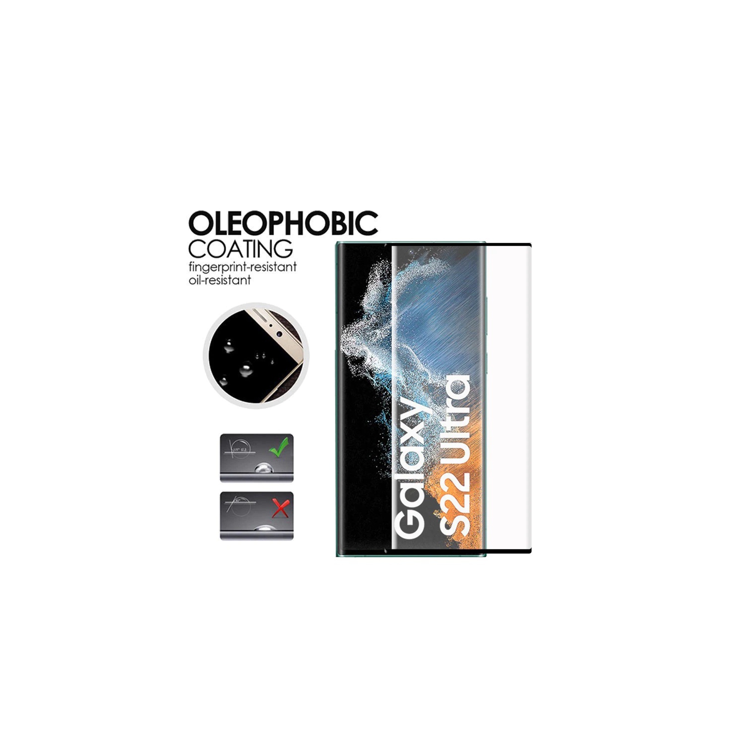 Paquet de 2 protecteurs d’écran en verre trempé pour Galaxy S22 Ultra 5G de Samsung [couverture intégrale HD] [installation facile] [bord rond]