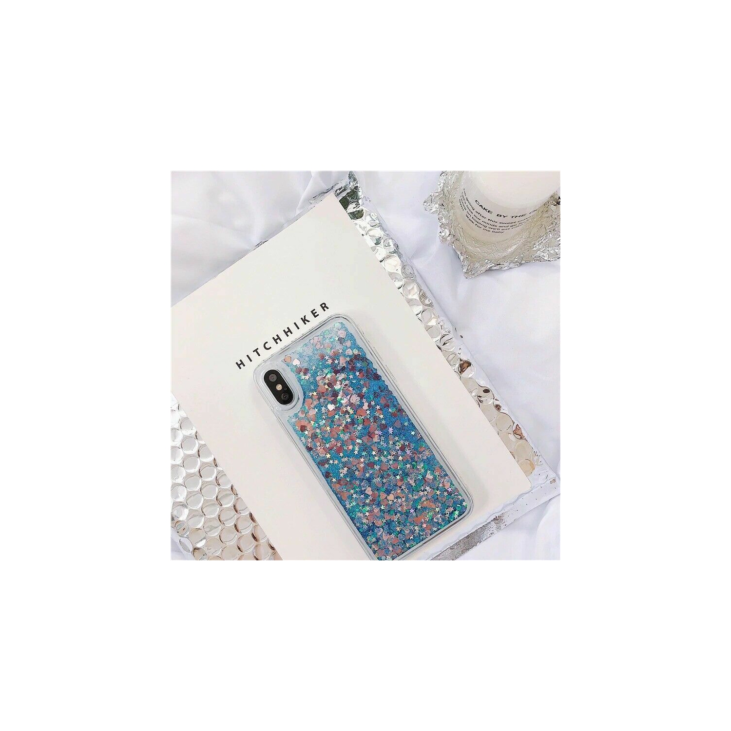 For Apple iPhone XR Blue Clear Gel Case Heavy Duty Shockproof Liquid Glitter TPU Silicone Back Cover