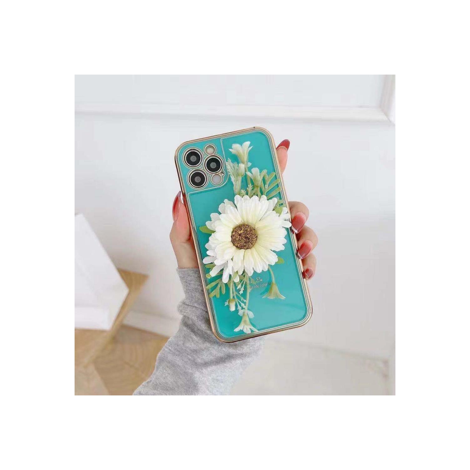Apple iPhone 11 Pro Max Blue Case Fashion Flower Smart Shockproof Heavy Duty Luxury Back Cover