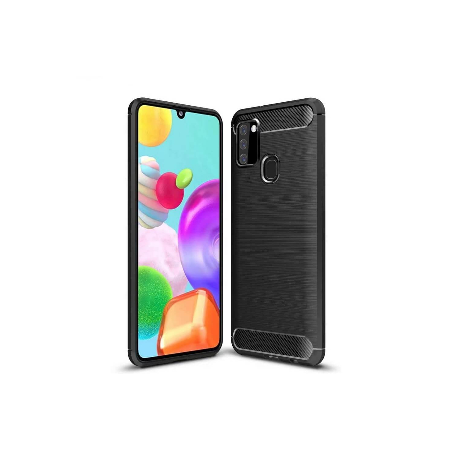 For Samsung Galaxy A21s Black Case Rugged Shockproof Heavy Duty Anti Slip Protective Case Cover