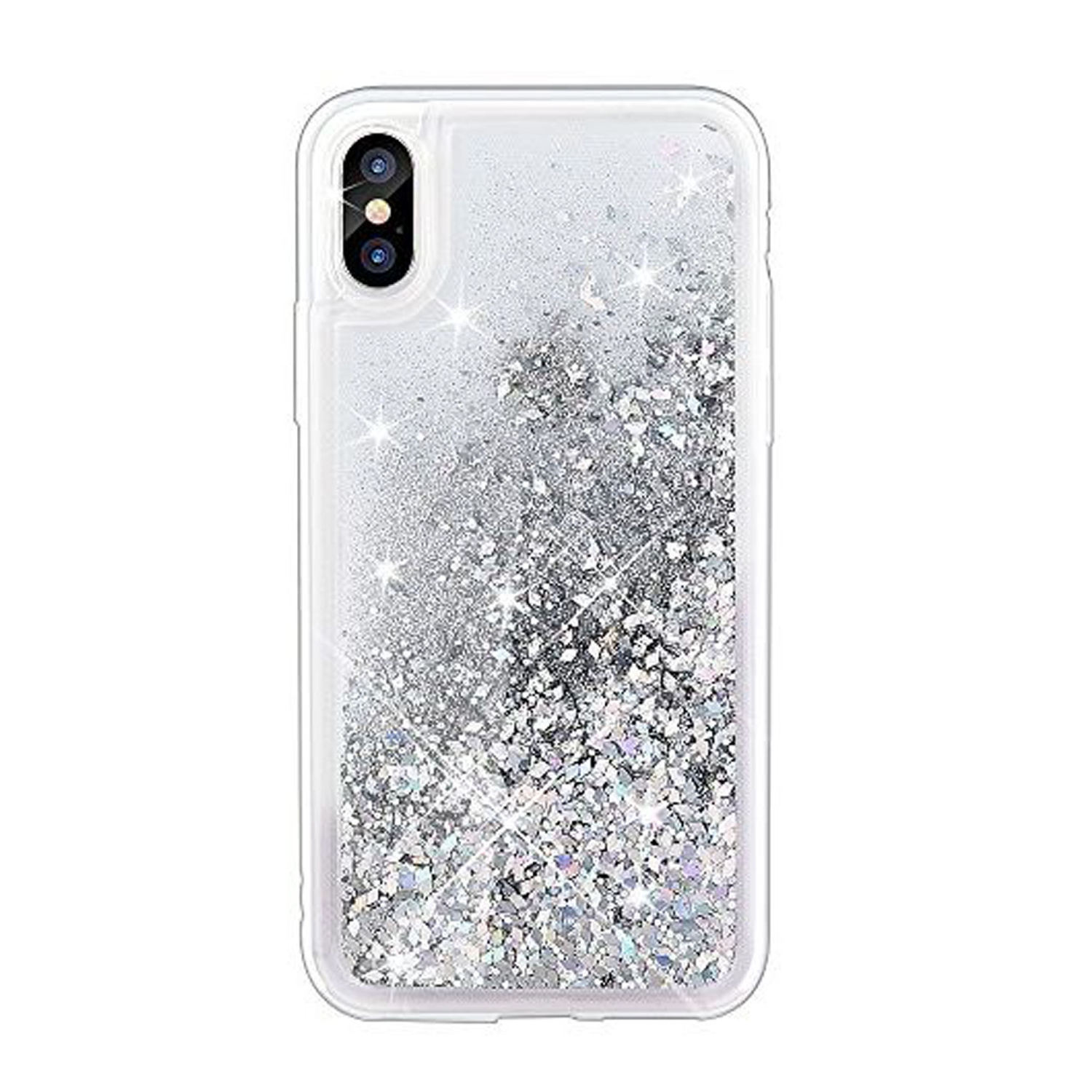 For Apple iPhone XR White Clear Gel Case Heavy Duty Shockproof Liquid Glitter TPU Silicone Back Cover