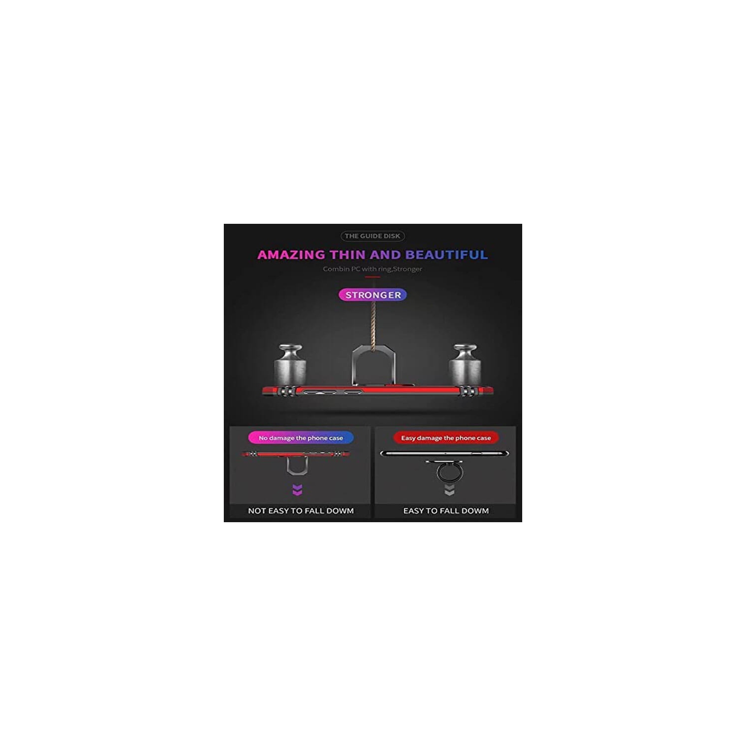 Support à anneau magnétique en métal rotatif pour l’auto à 360 degrés de qualité militaire rouge Galaxy A20 de Samsung avec béquille robuste