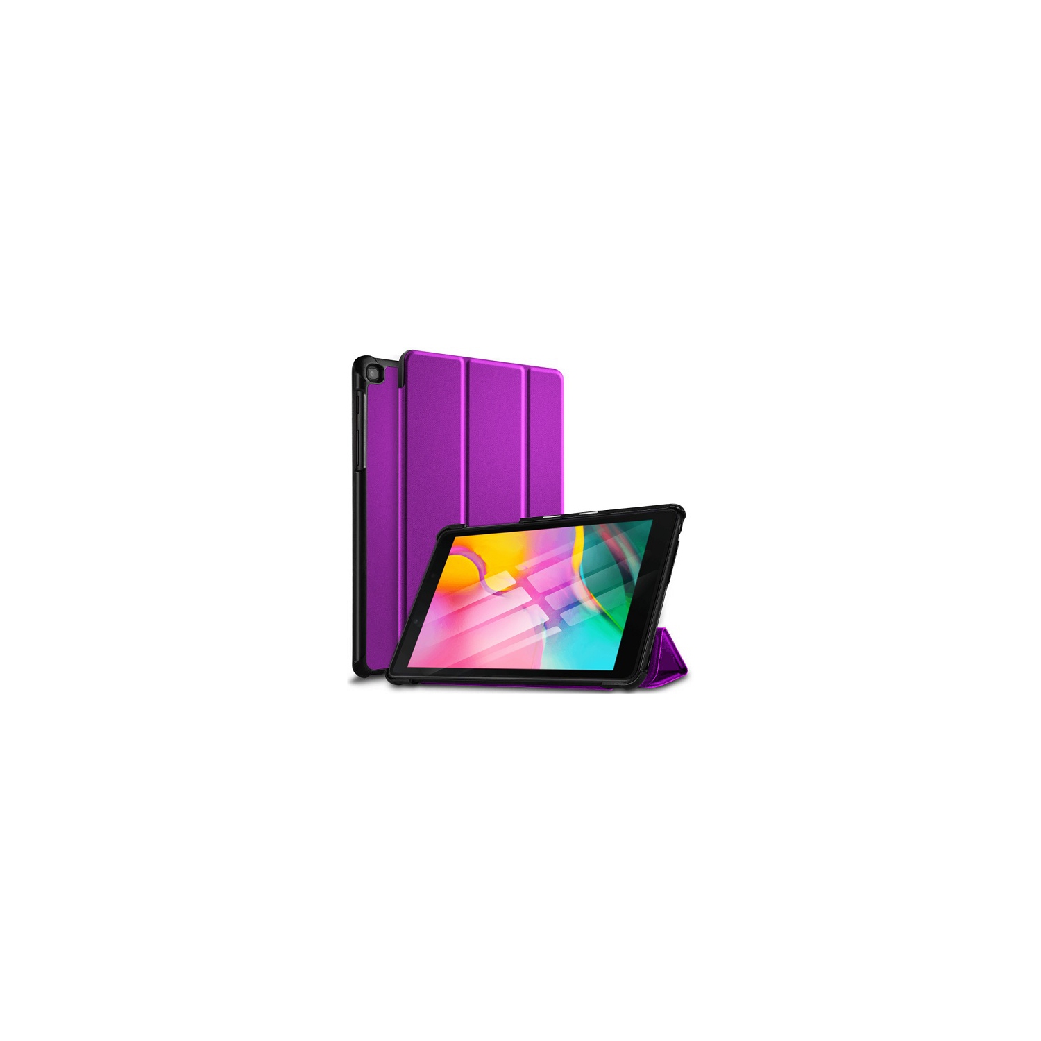 For Samsung Galaxy Tab A 8.0 2019 Case SM-T290/T295 Purple Folio Smart Leather Magnetic Stand Shockproof Cover